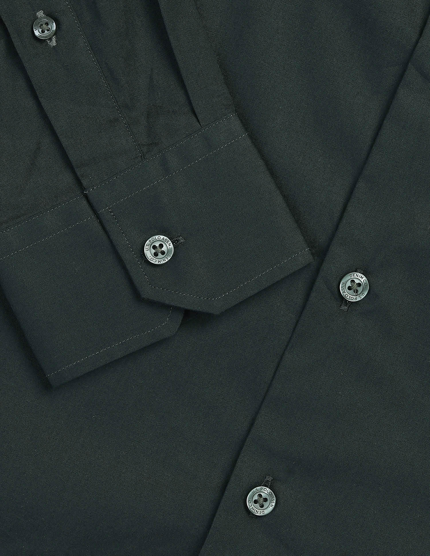 Solid Black & Gold Regular Fit Shirt Dark Green - U.S. Polo Assn. India | Large