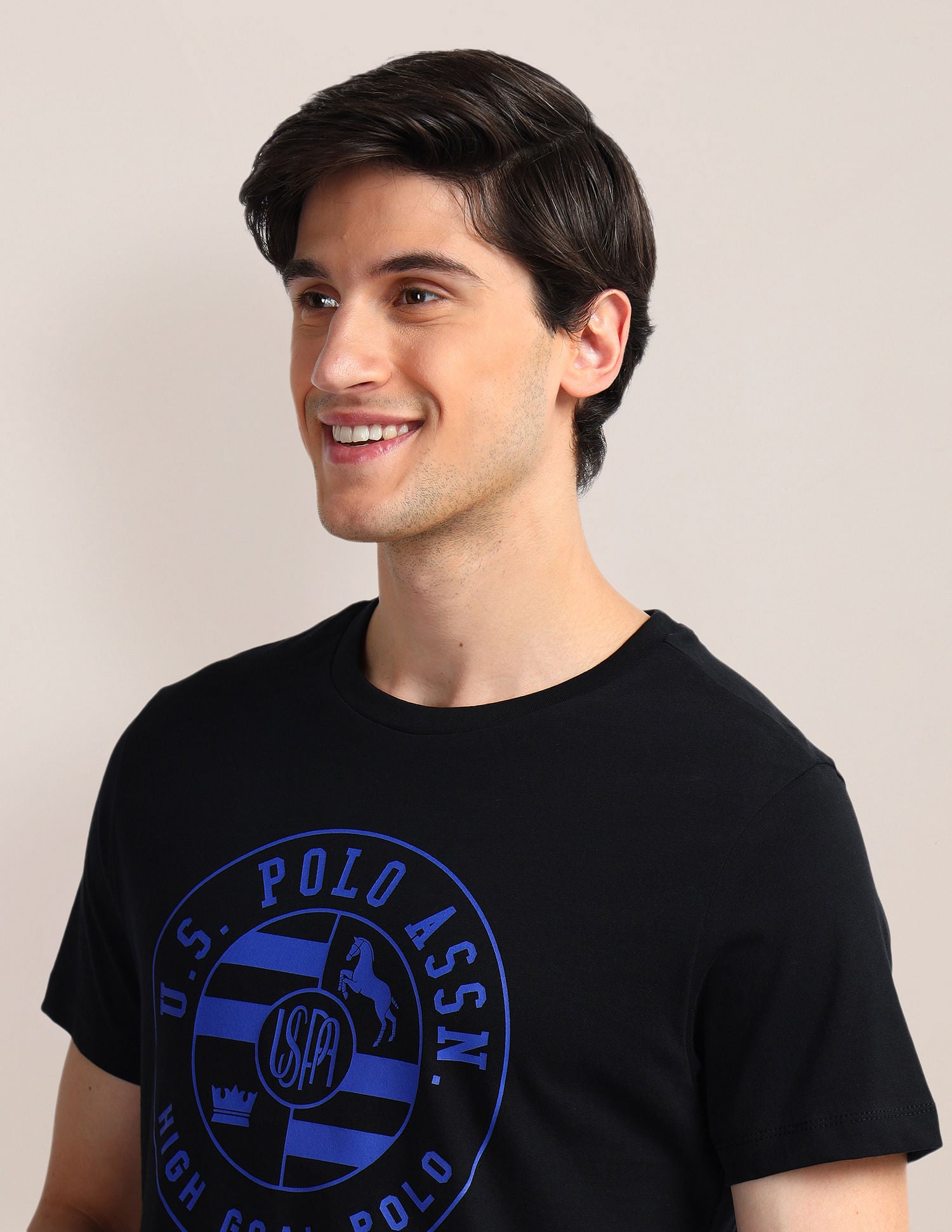 Brand Print Slim Fit T-Shirt Black - U.S. Polo Assn. India | Large