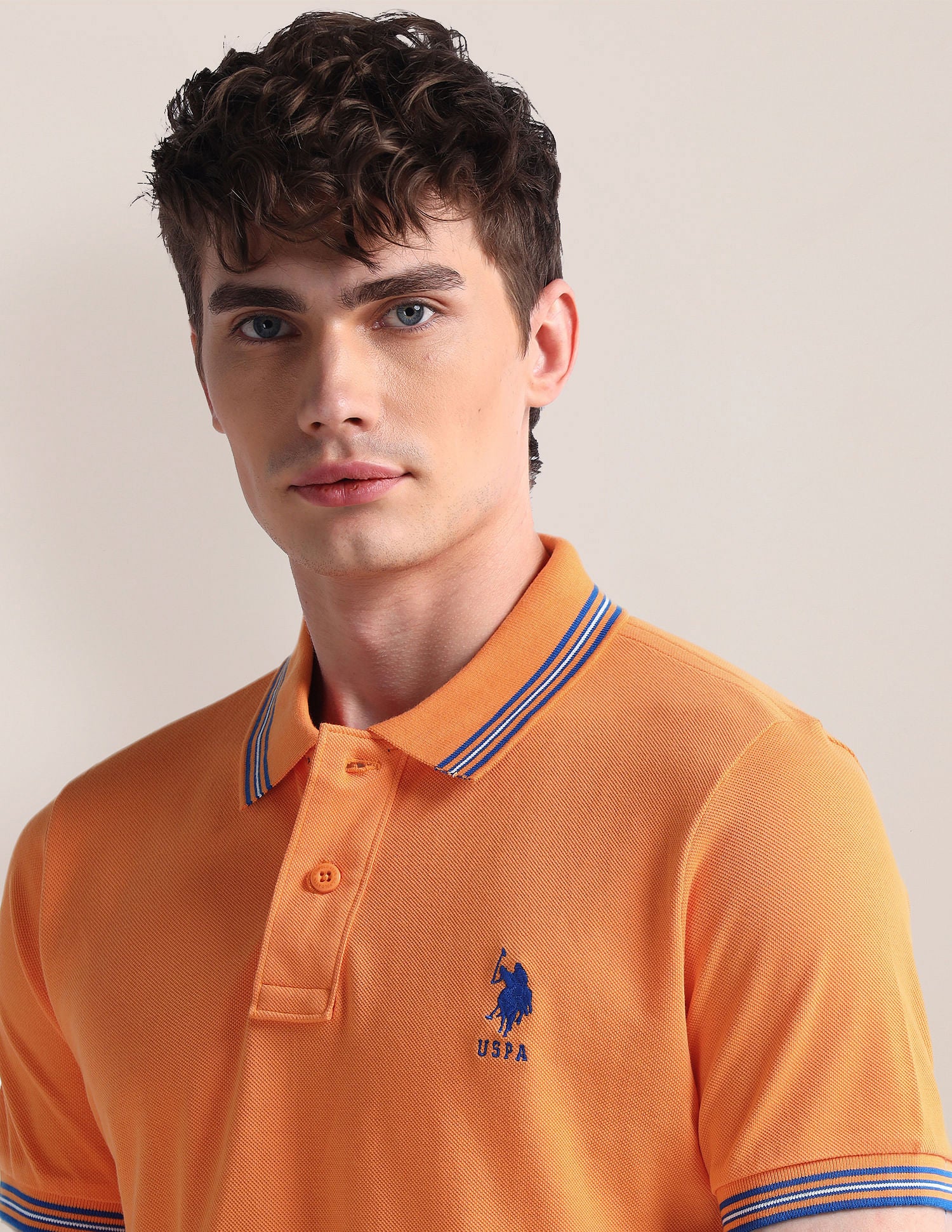 Slim Fit Pure Cotton Polo Shirt Orange - U.S. POLO ASSN. | Large