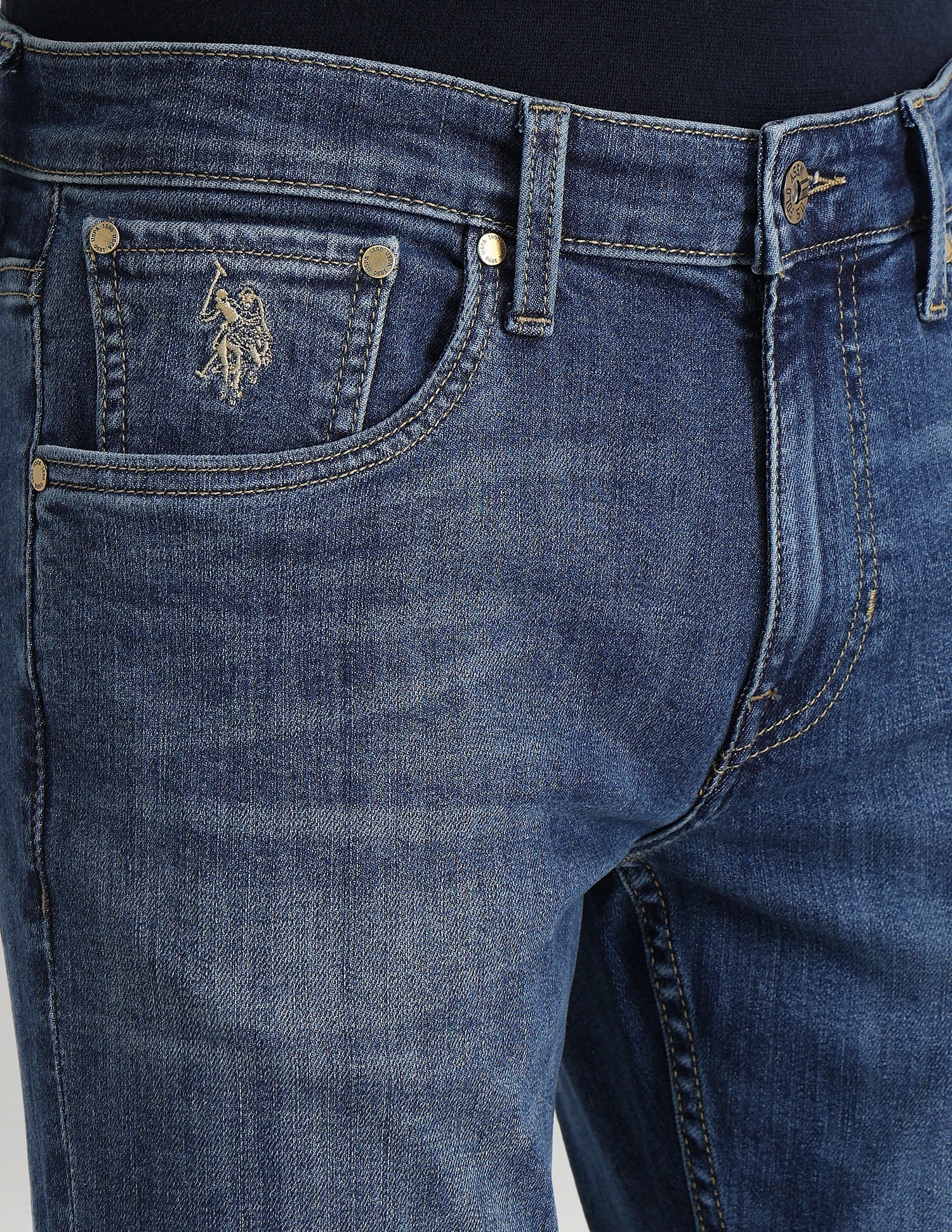 Brandon Slim Tapered Blue Jeans Blue - U.S. POLO ASSN. | Large