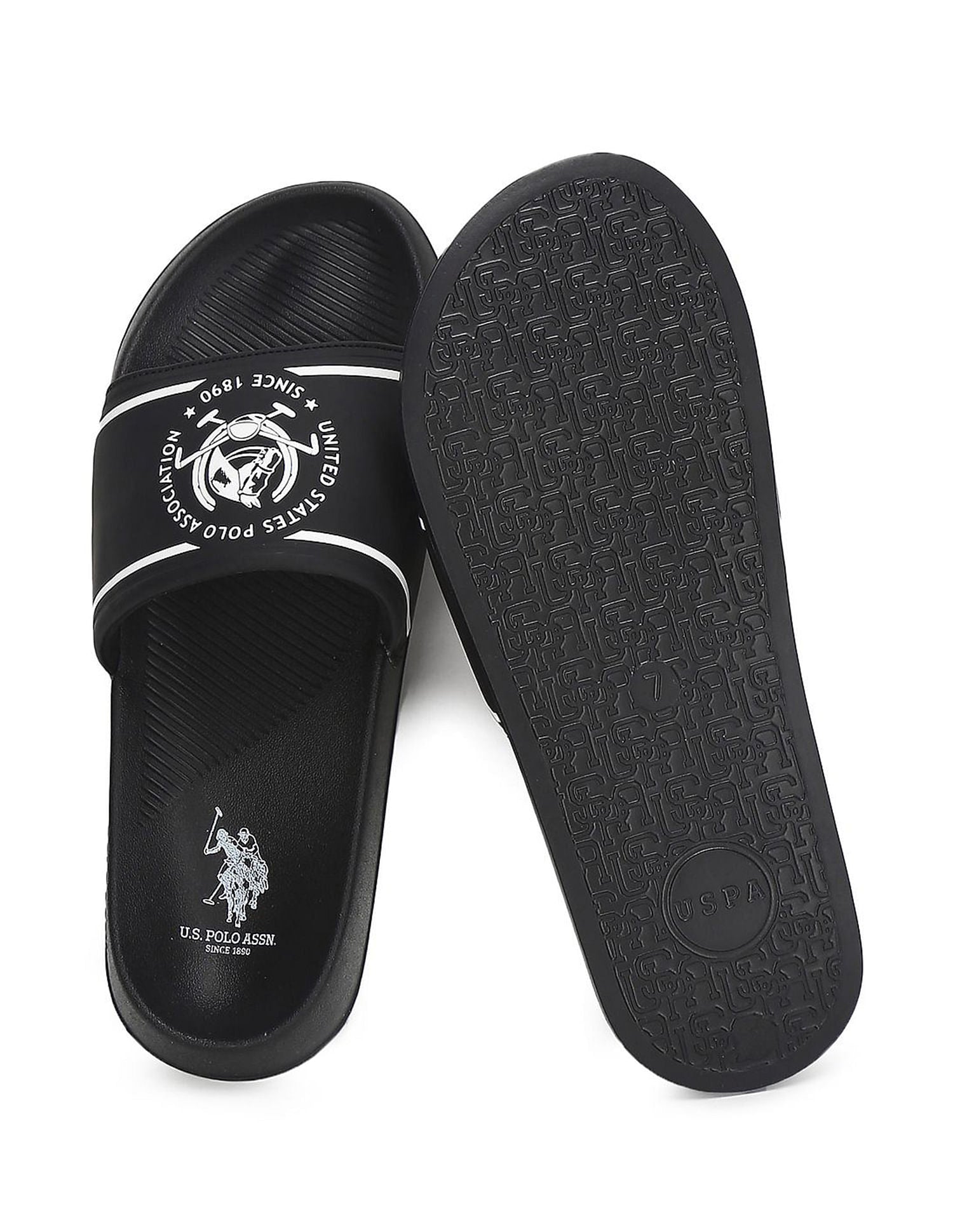Logo Print Zane 4.0 Slides Black - U.S. Polo Assn. India | Large