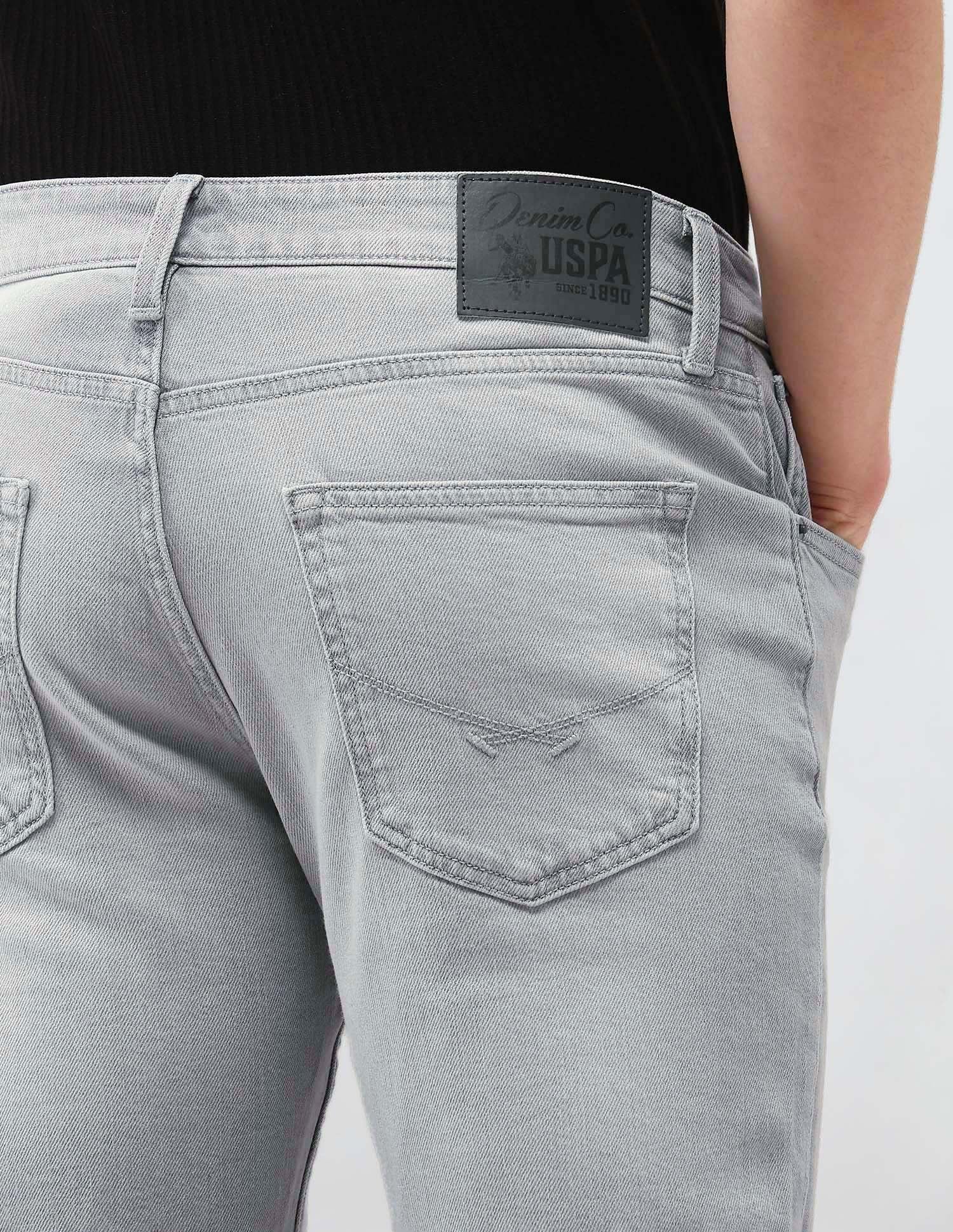 Harold Slim Straight Fit Light Washed Jeans Washed Grey - U.S. Polo Assn. India | Large