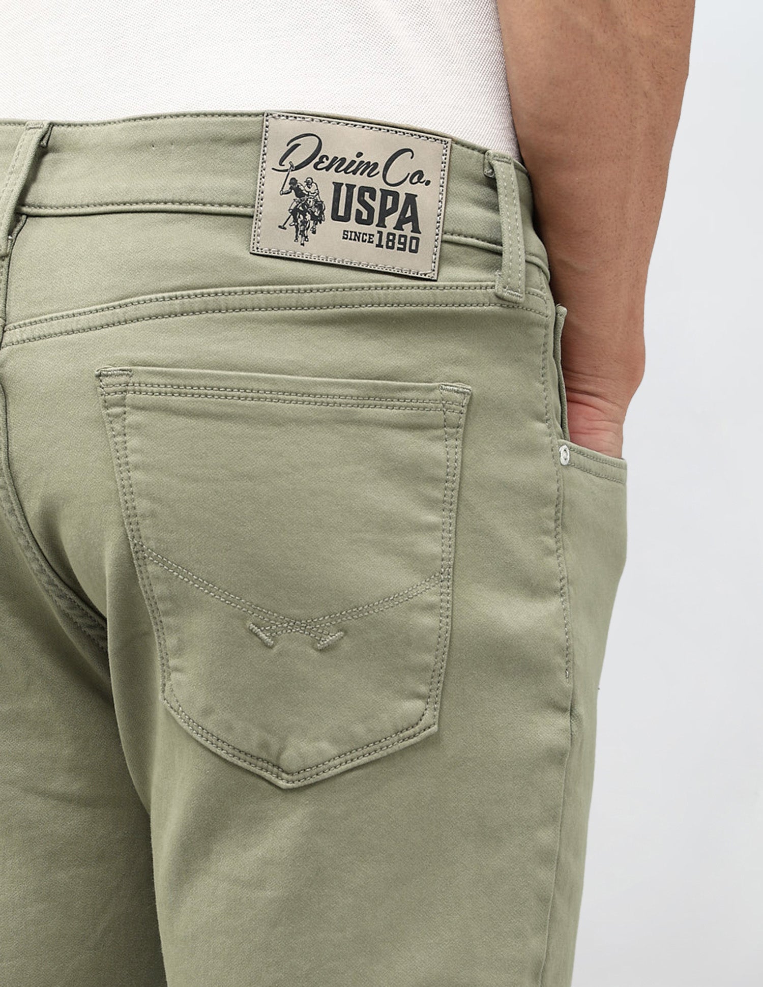Brandon Slim Tapered Fit Color Denim Jeans Light Olive - U.S. Polo Assn. India | Large
