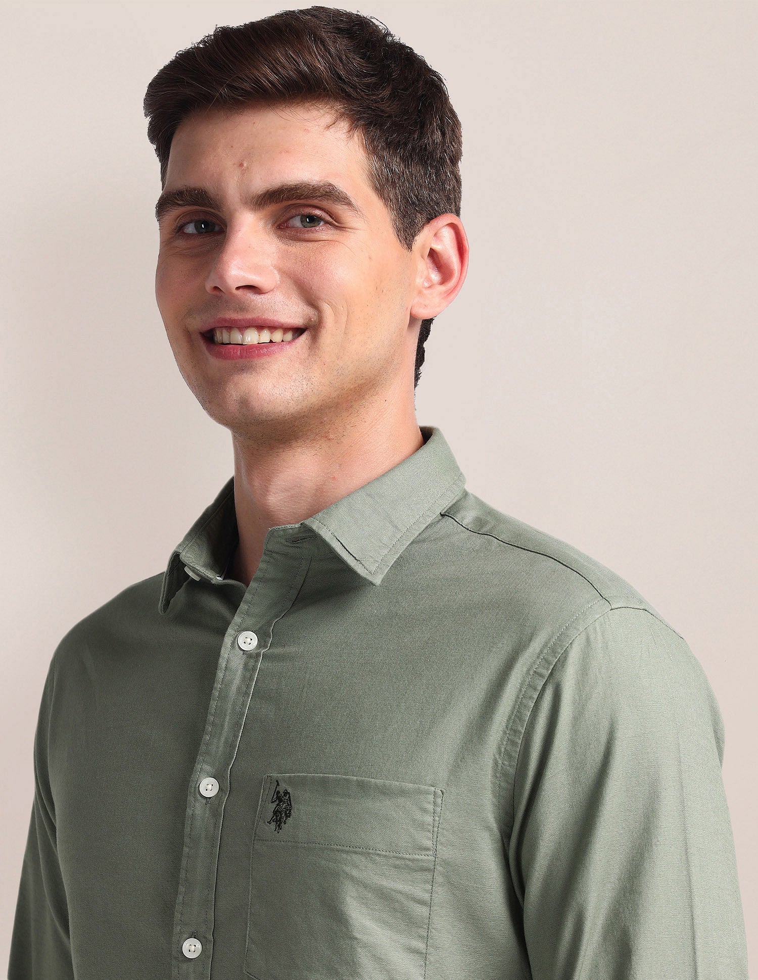 Solid Dobby Shirt Green - U.S. Polo Assn. India | Large