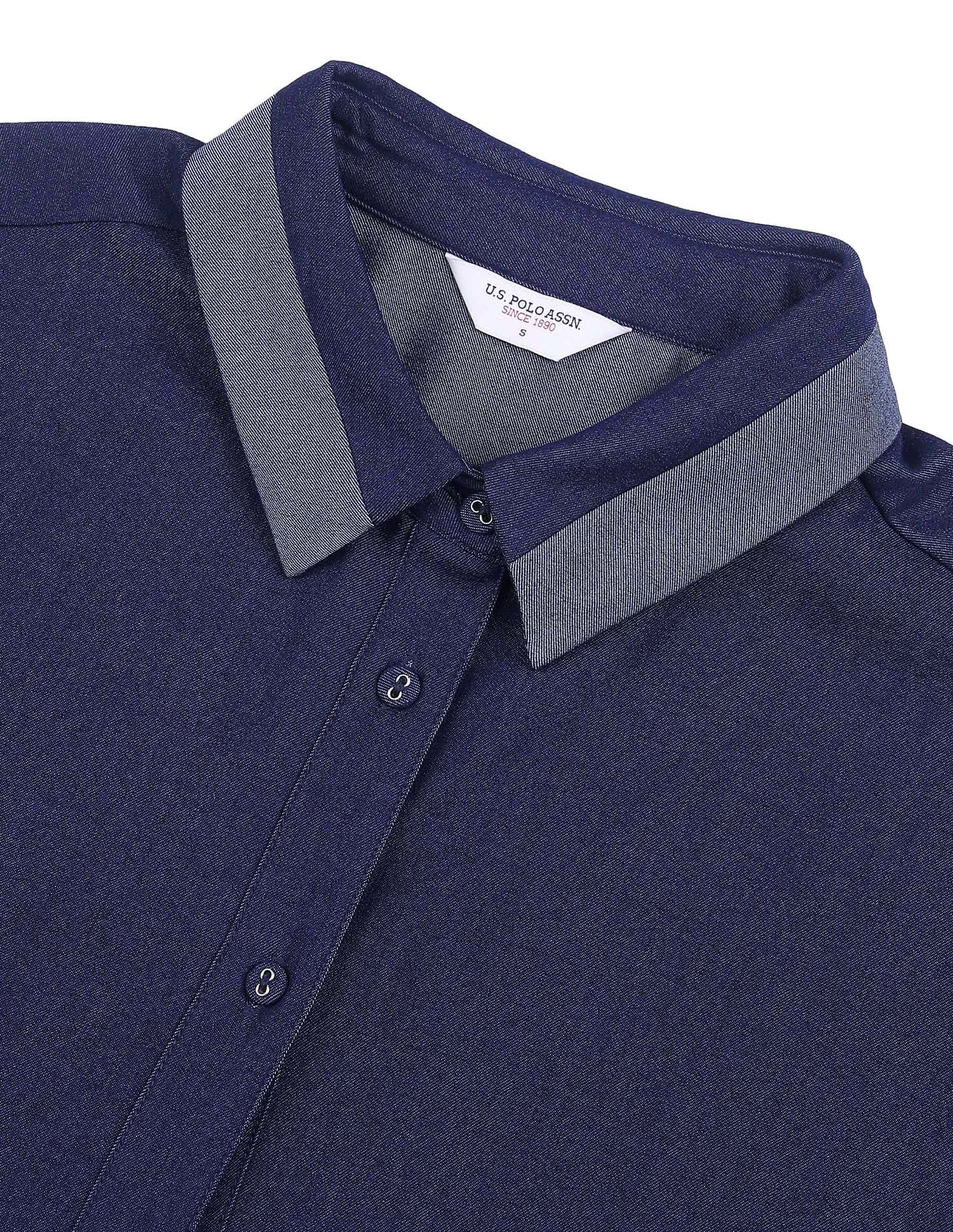 Solid Boxy Fit Shirt Blue - U.S. Polo Assn. India | Large
