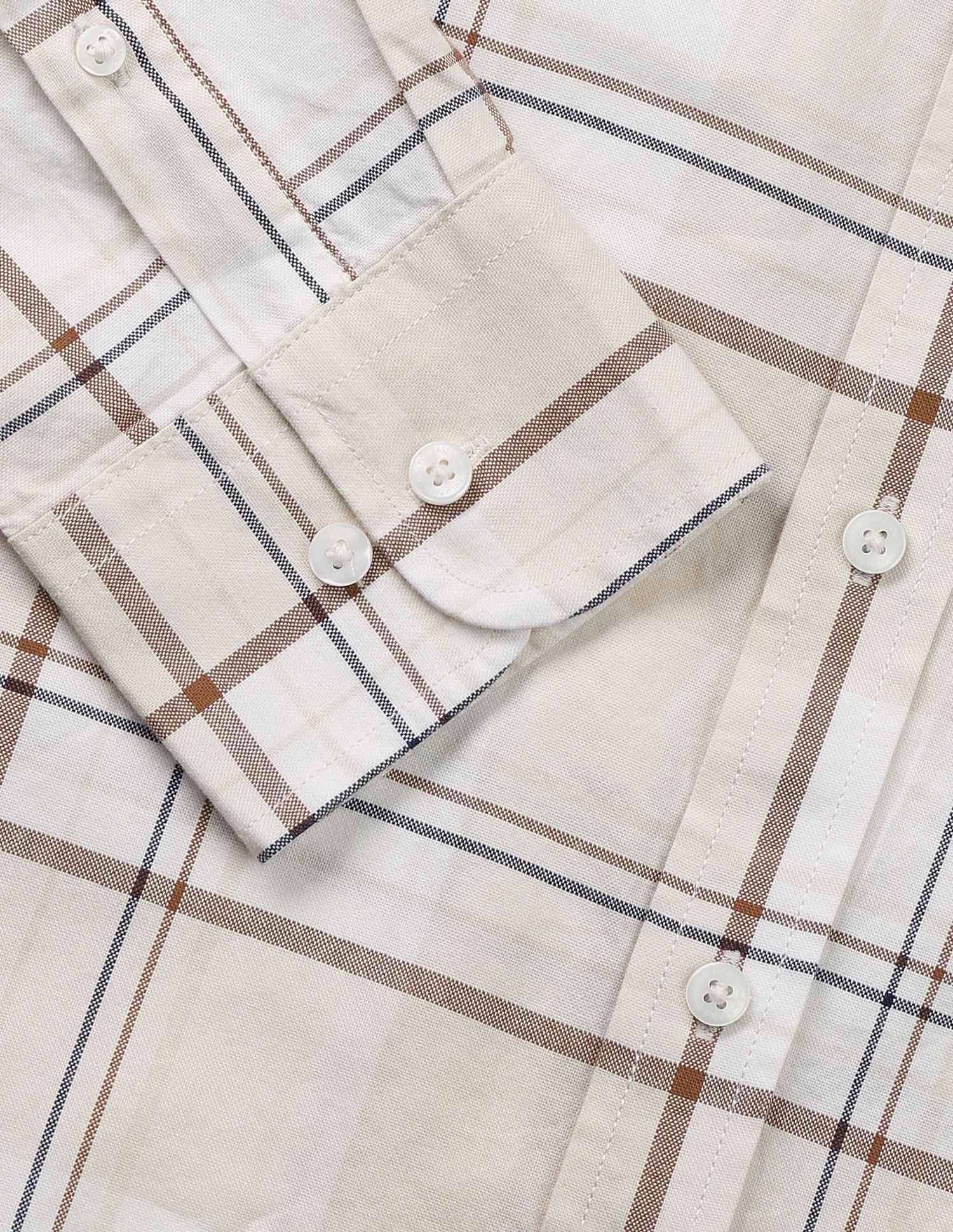 Grid Tattersall Checked Pure Cotton Shirt Ecru - U.S. Polo Assn. India | Large