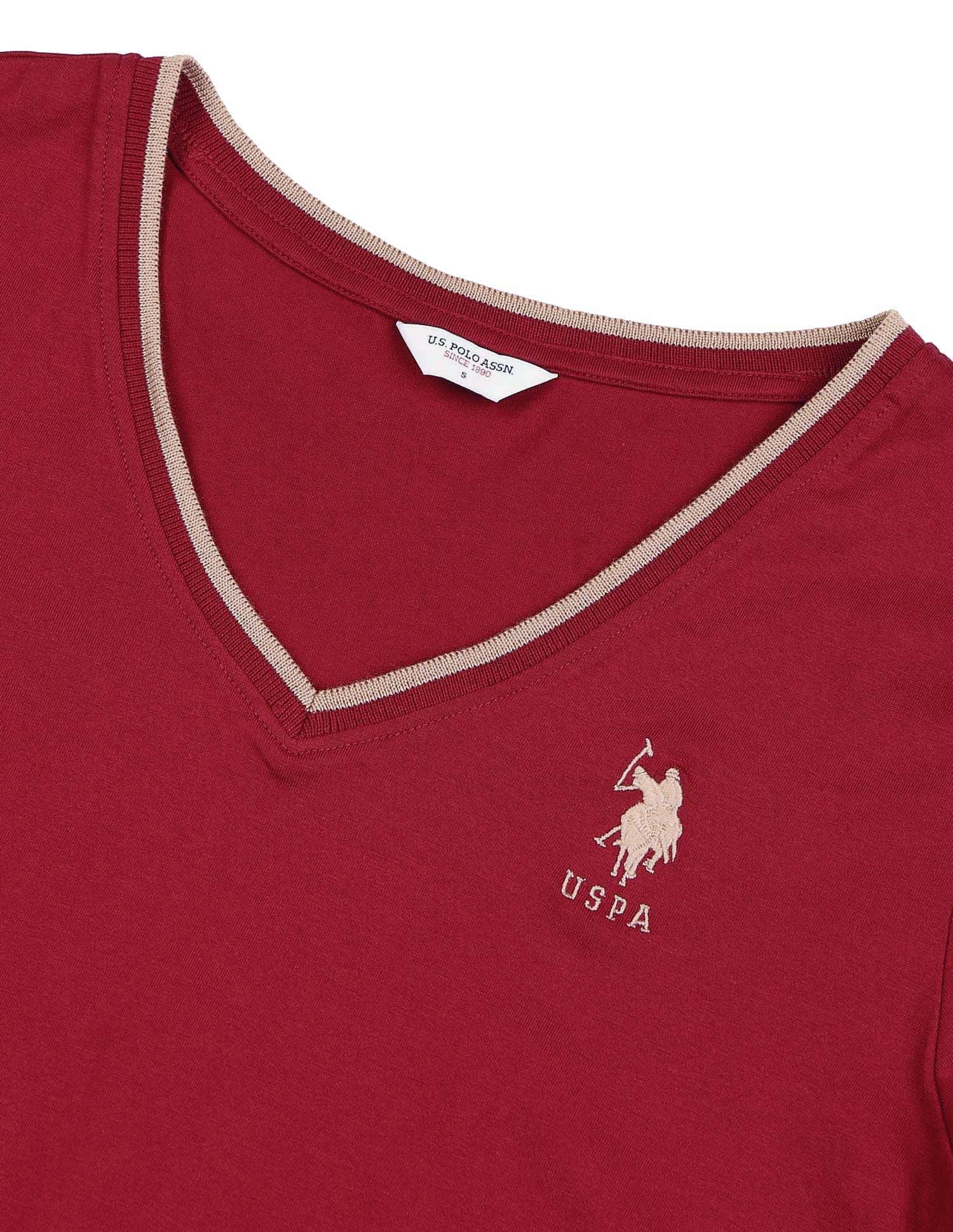 Regular Fit Solid T-Shirt Maroon - U.S. POLO ASSN. | Large