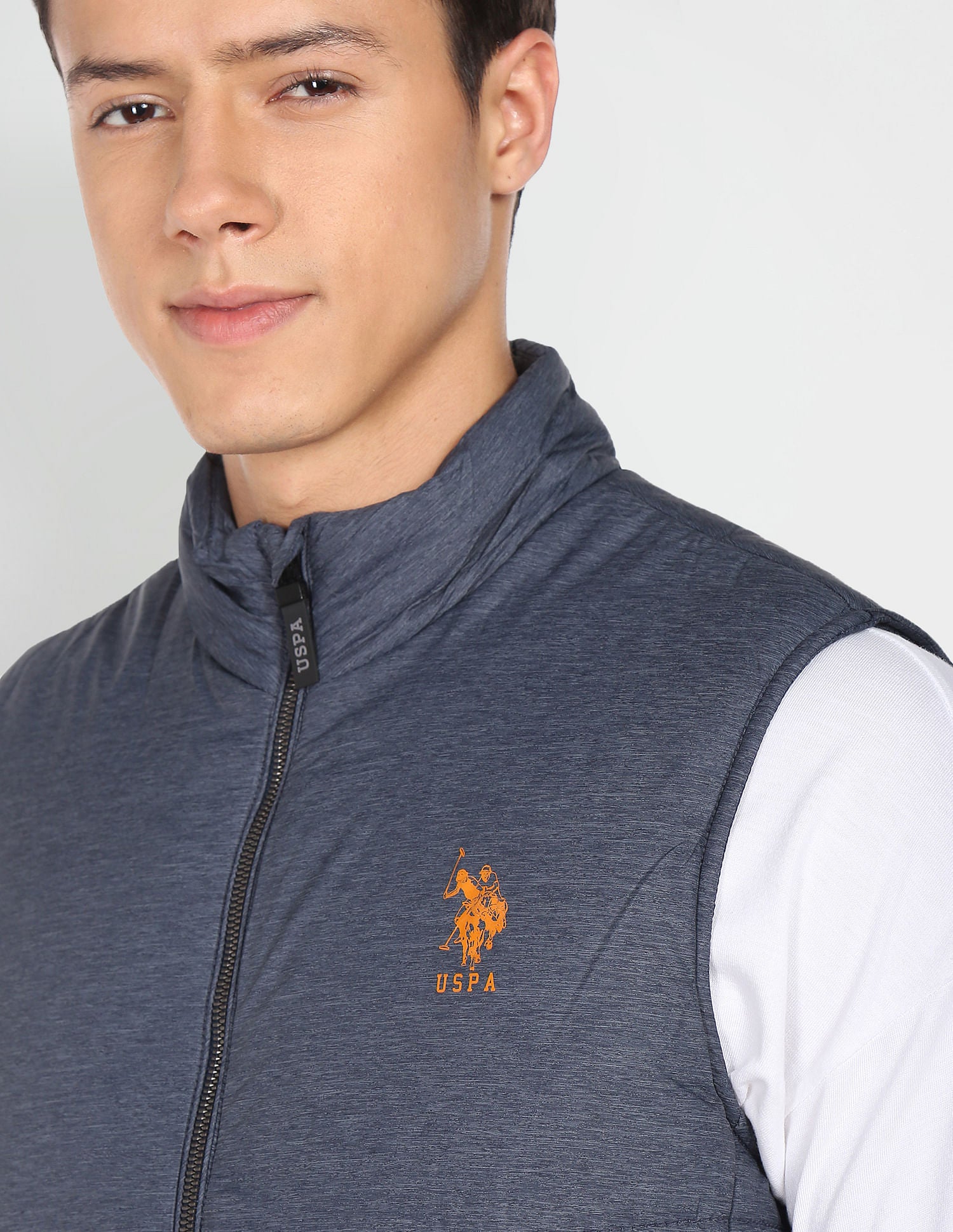 High Neck Sleeveless Solid Padded Jacket Indigo - U.S. POLO ASSN. | Large