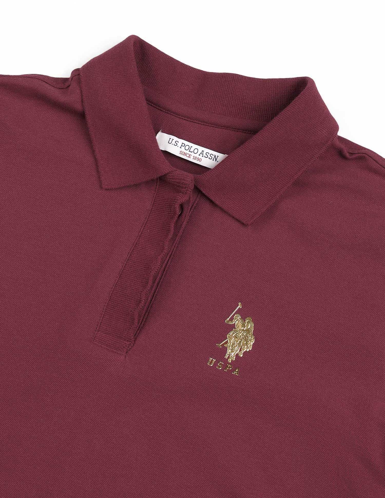 Regular Fit Solid Polo Shirt Wine - U.S. POLO ASSN. | Large