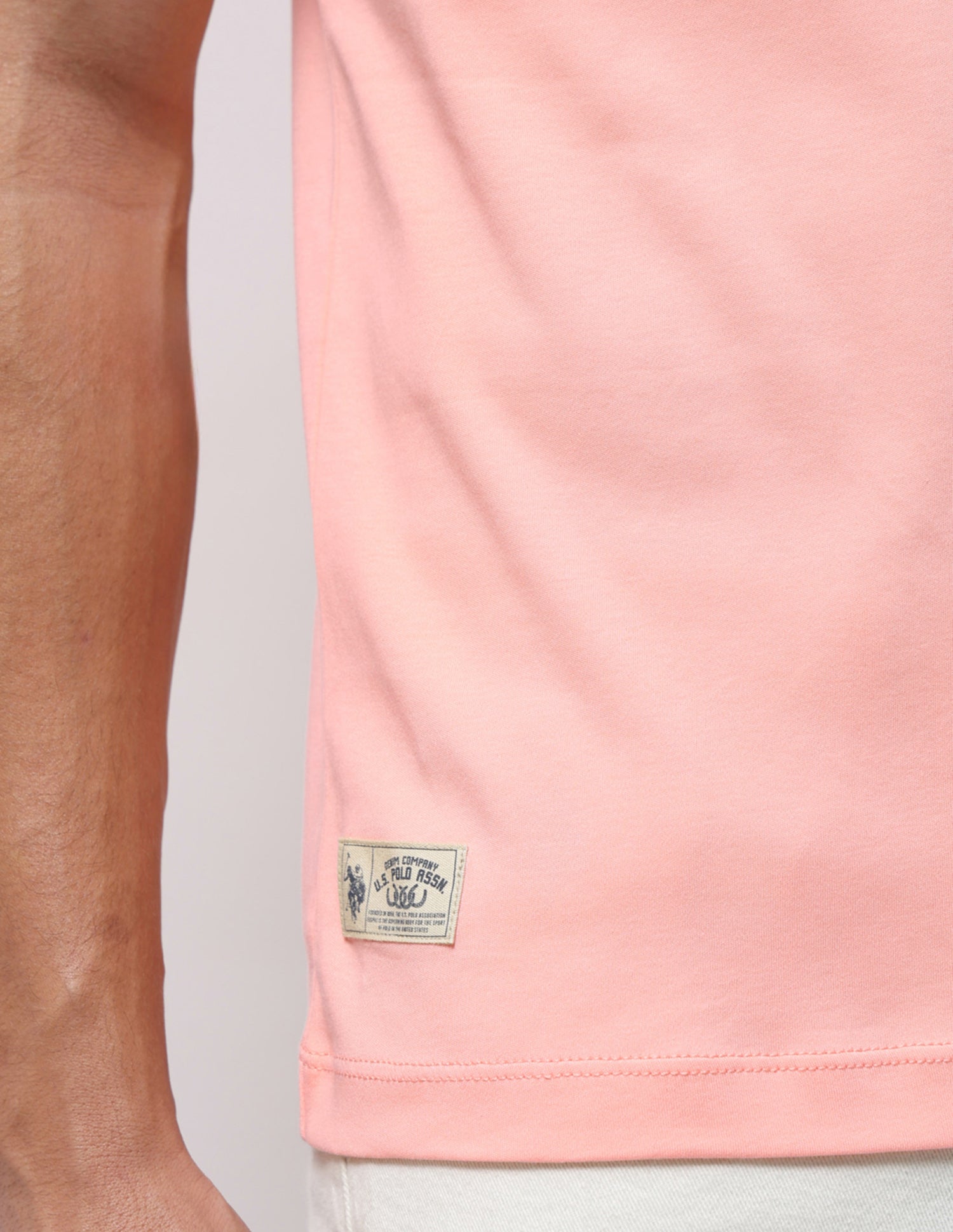 Solid Slim Fit T-Shirt Peach - U.S. Polo Assn. India | Large