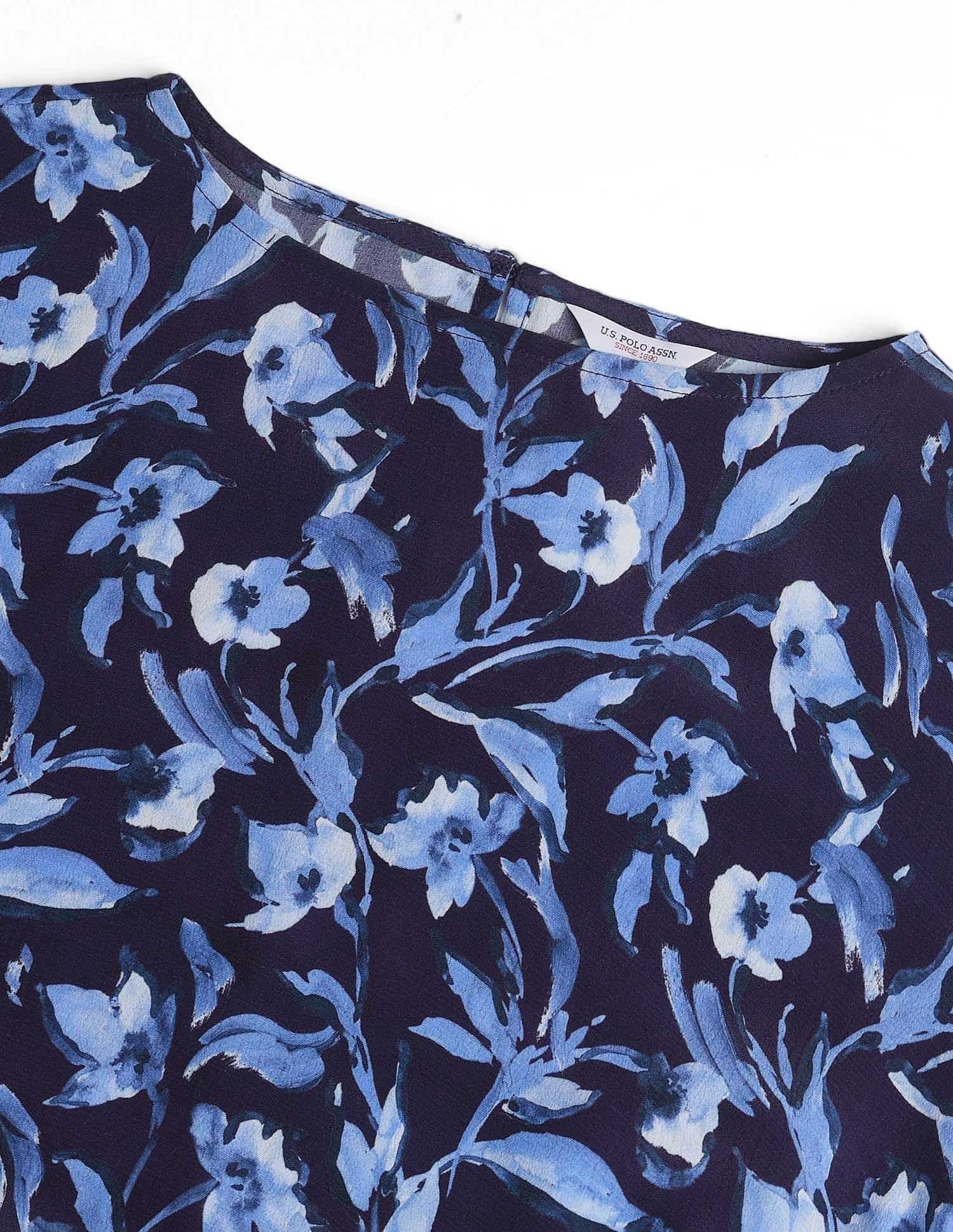 Floral Printed Fit & Flare Midi Dress Multi-colour - U.S. Polo Assn. India | Large