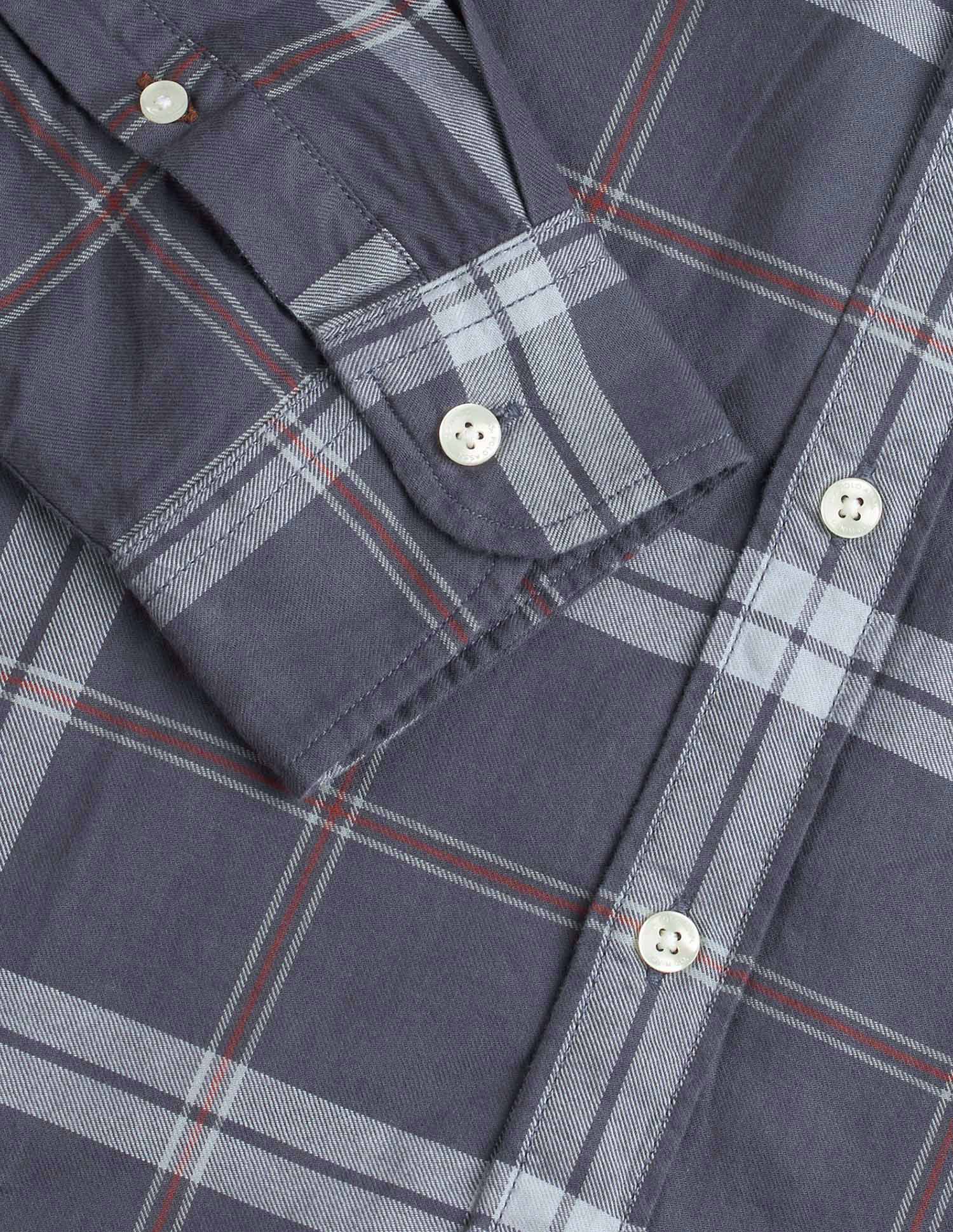 Grid Tattersall Checked Pure Cotton Shirt Grey - U.S. POLO ASSN. | Large