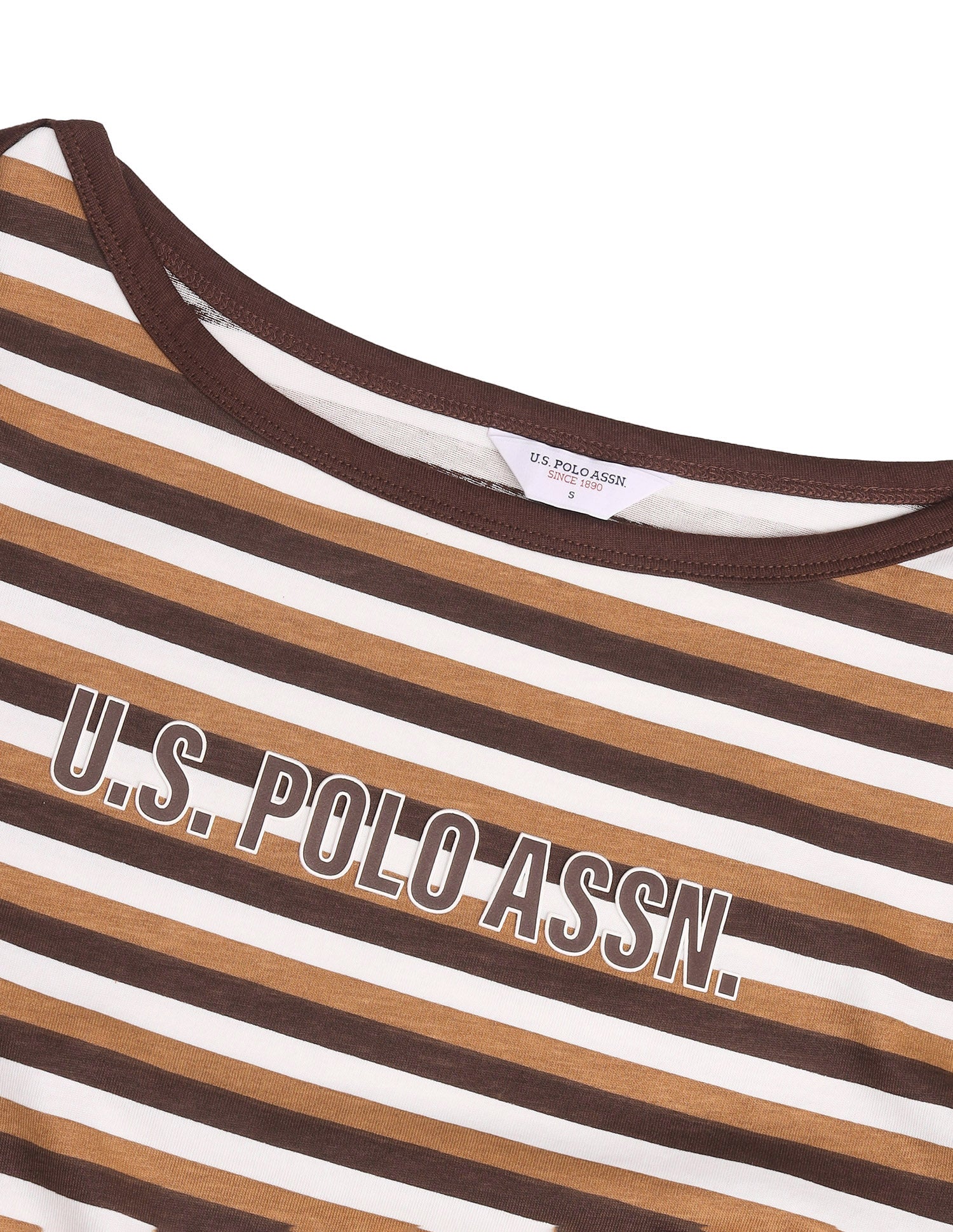 Horizontal Striped Regular Fit T-Shirt Brown - U.S. Polo Assn. India | Large