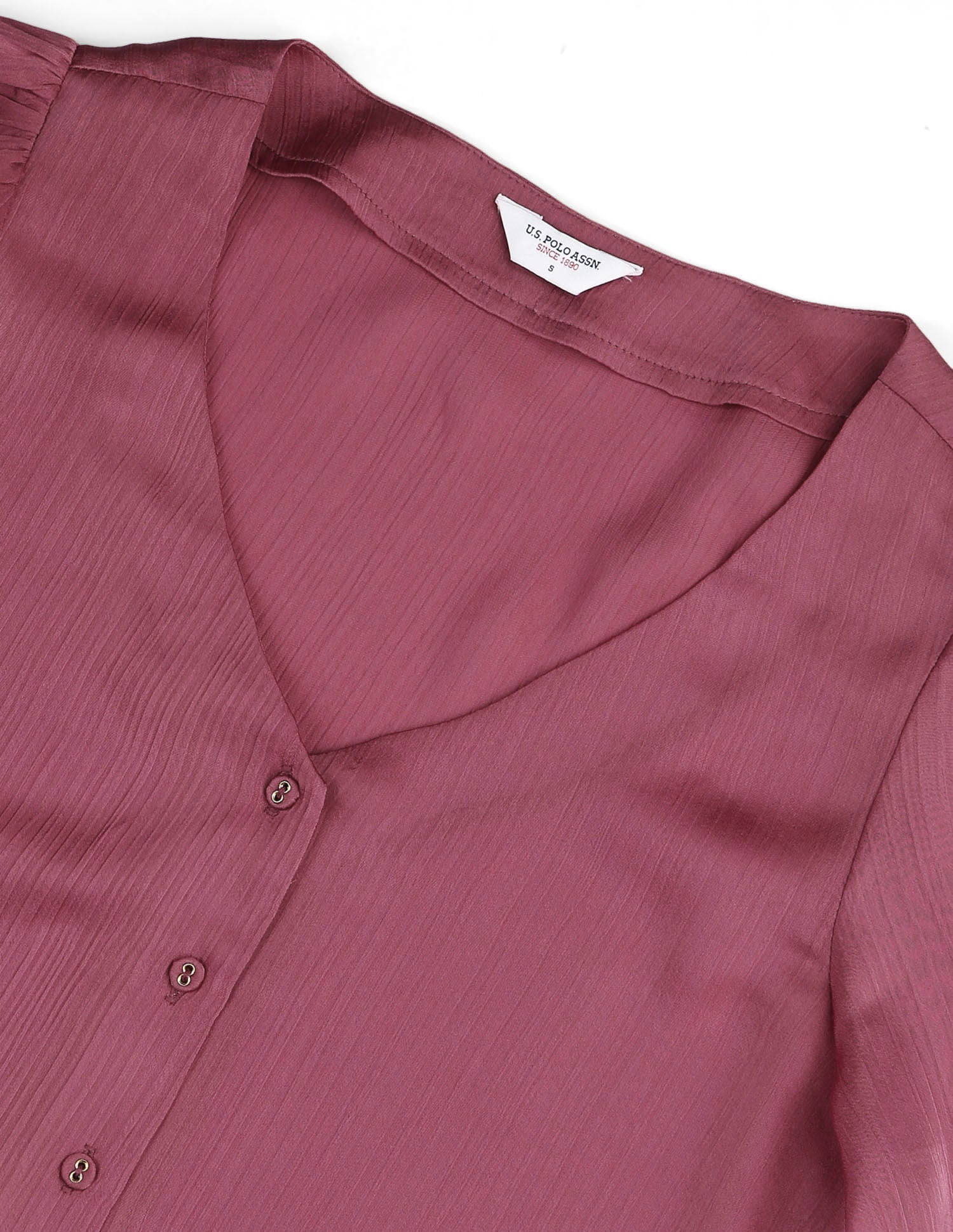 Crinkled Satin Top Wine - U.S. POLO ASSN. | Large
