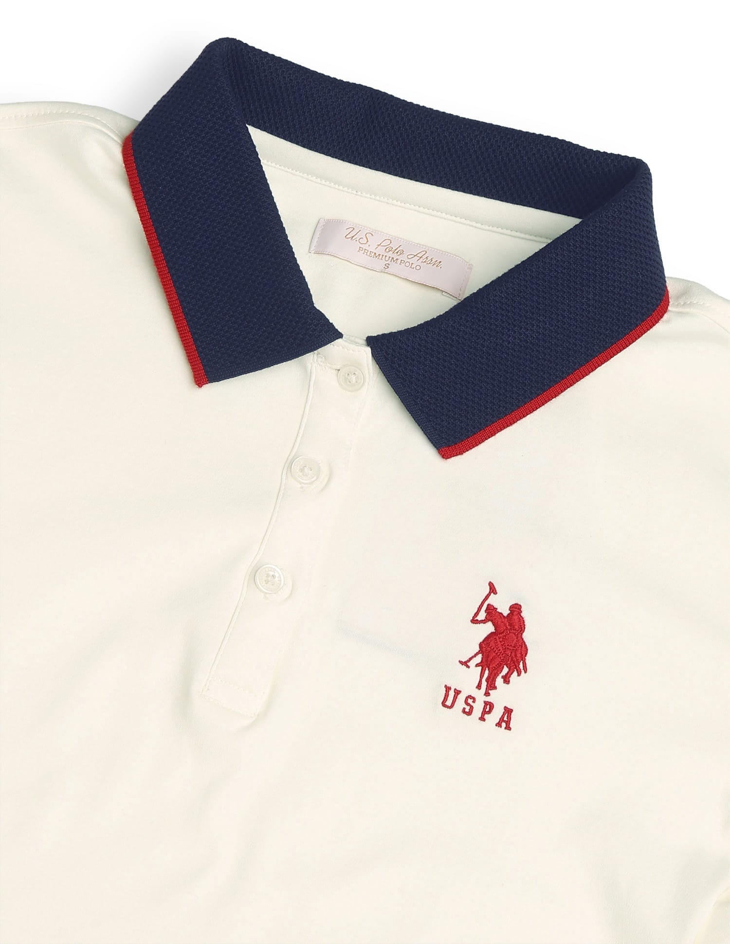 Regular Fit Solid Polo Shirt White - U.S. Polo Assn. India | Large