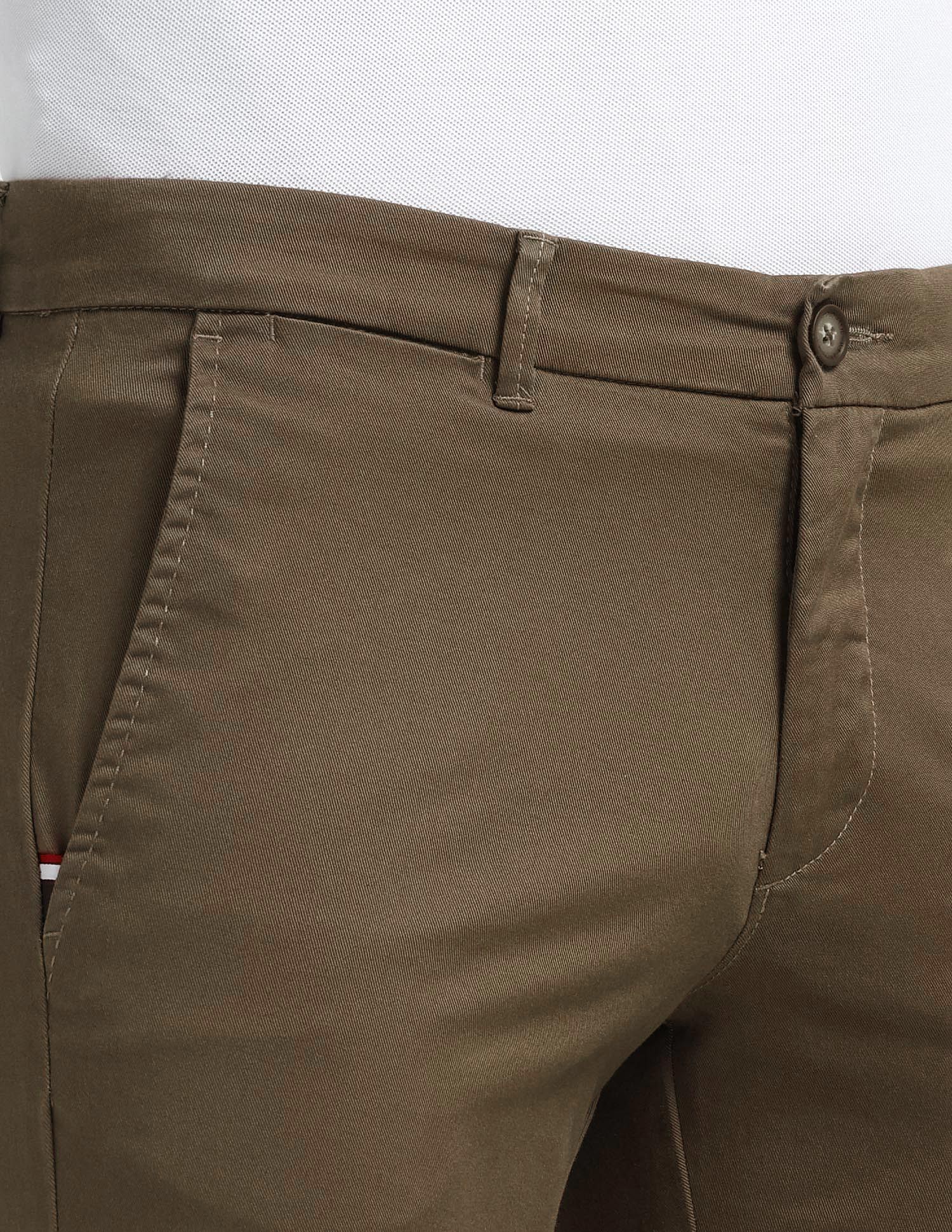 Denver Slim Fit Solid Trousers Green - U.S. POLO ASSN. | Large