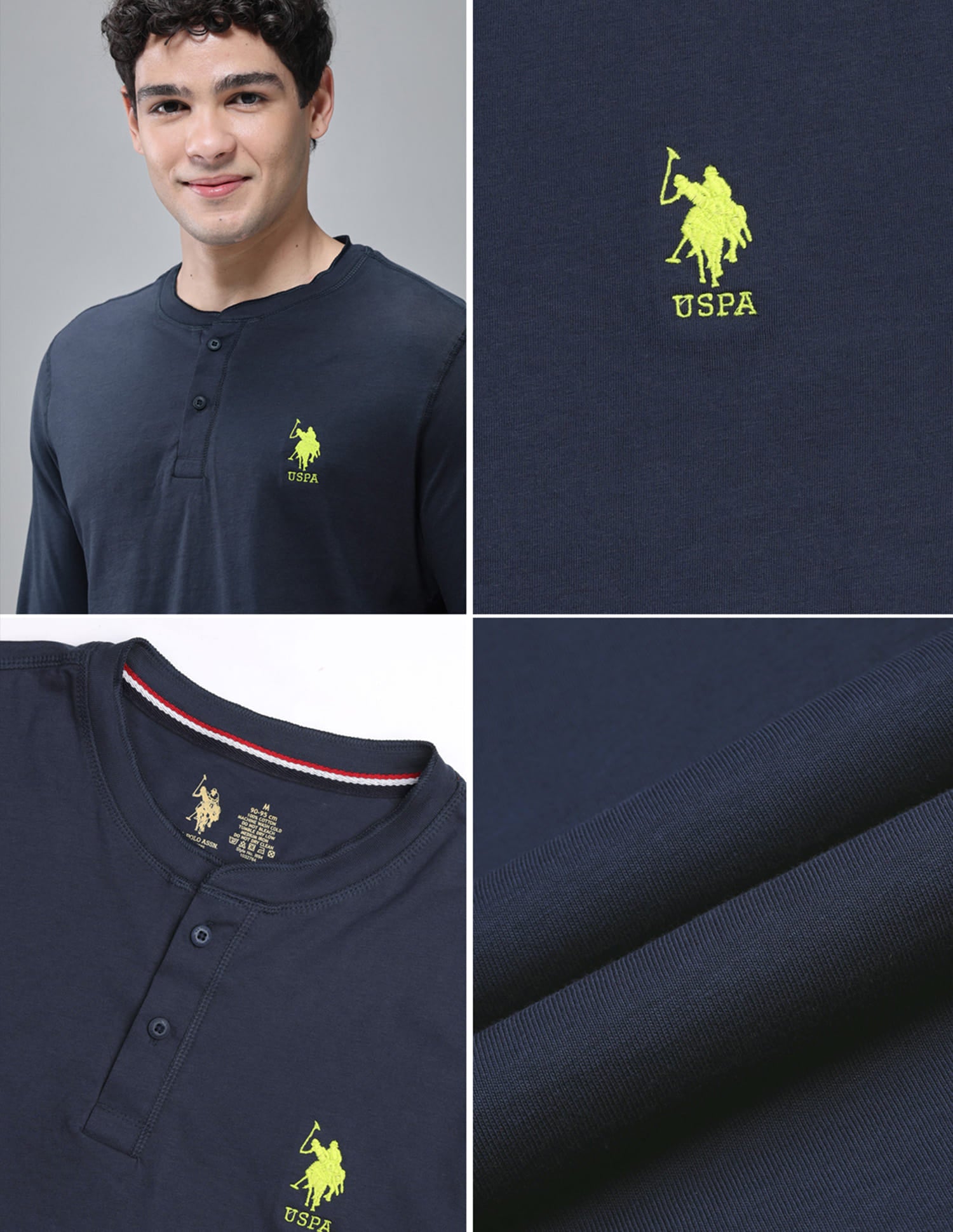 Comfort Fit Cotton I694 Henley Lounge T-Shirt - Pack Of 1 Navy - U.S. Polo Assn. India | Large