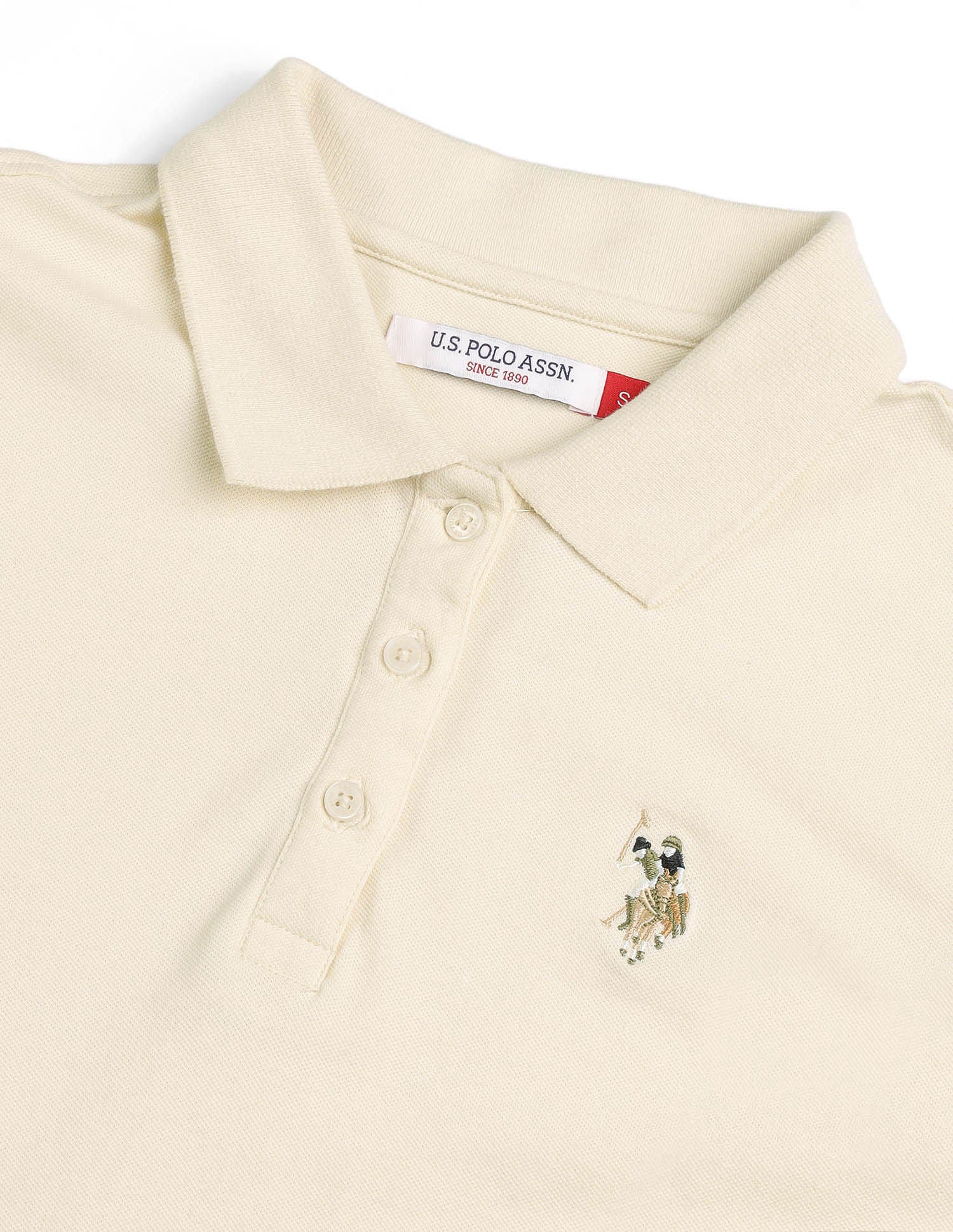 Regular Fit Solid Polo Shirt Ecru - U.S. POLO ASSN. | Large