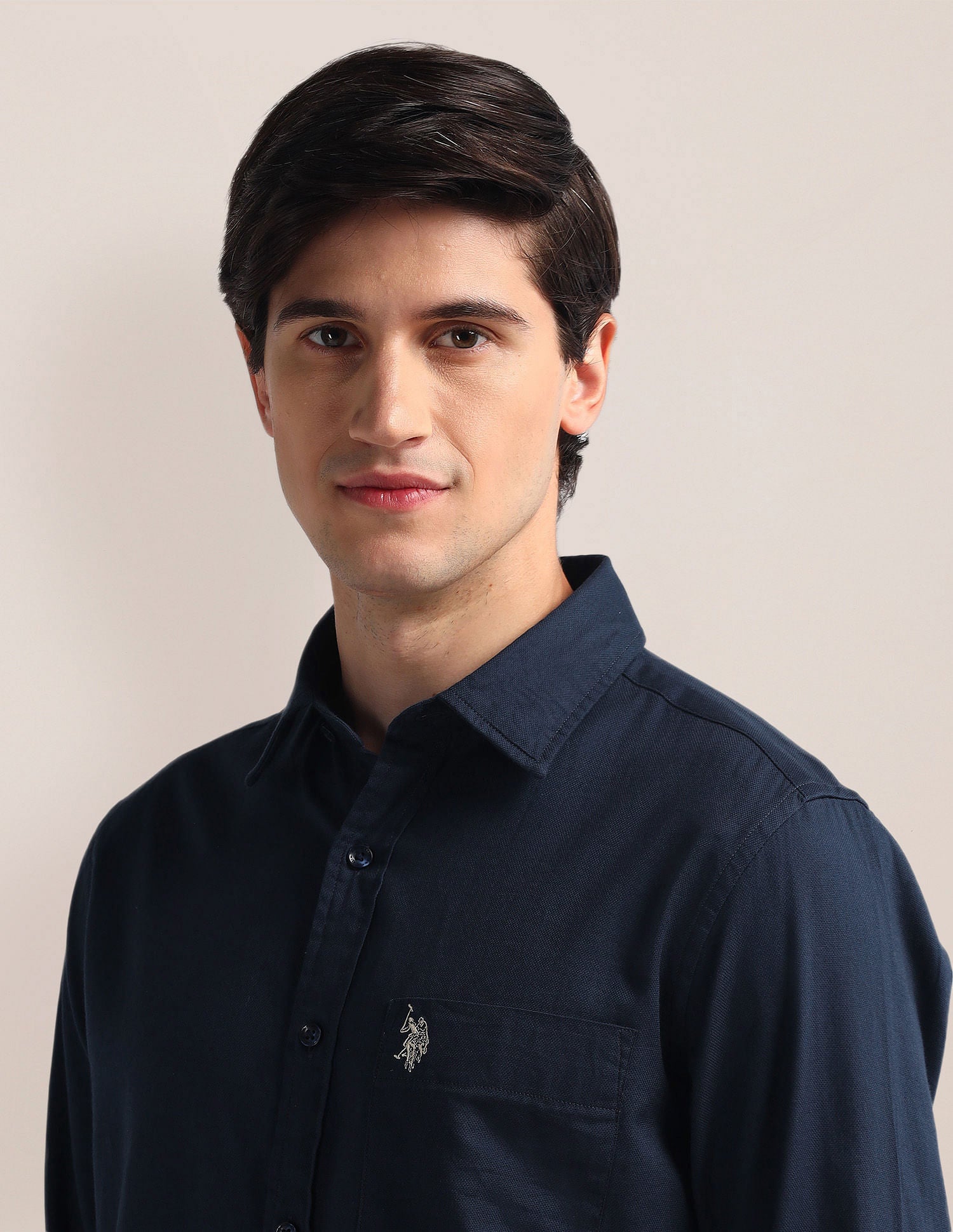Tailored Fit Pure Cotton Shirt Navy - U.S. Polo Assn. India | Large