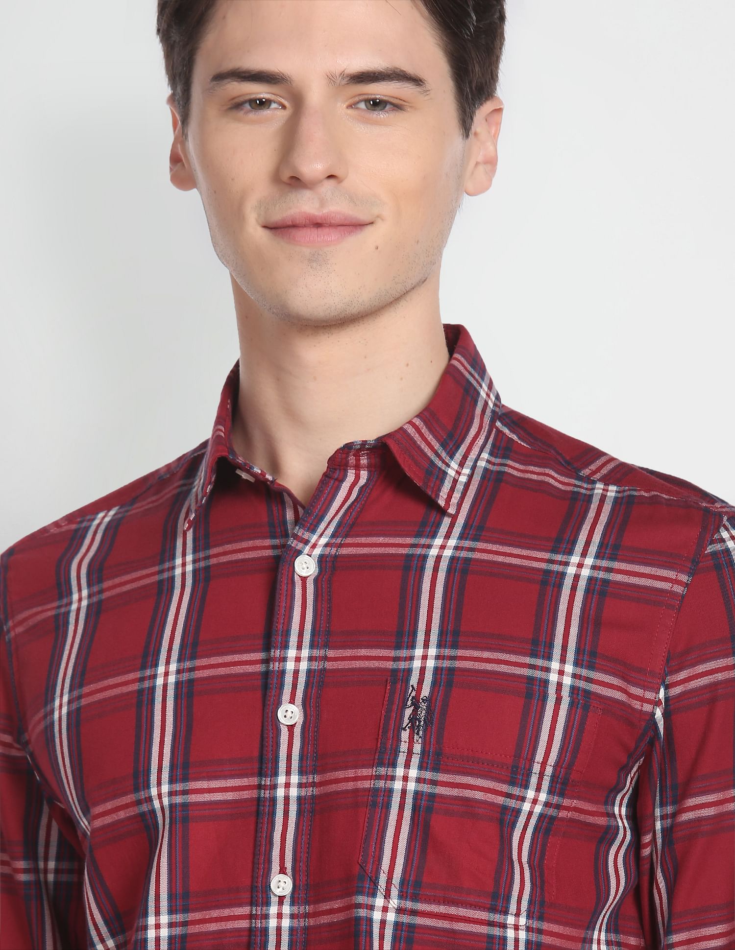 Spread Collar Twill Formal Shirt Maroon - U.S. Polo Assn. India | Large
