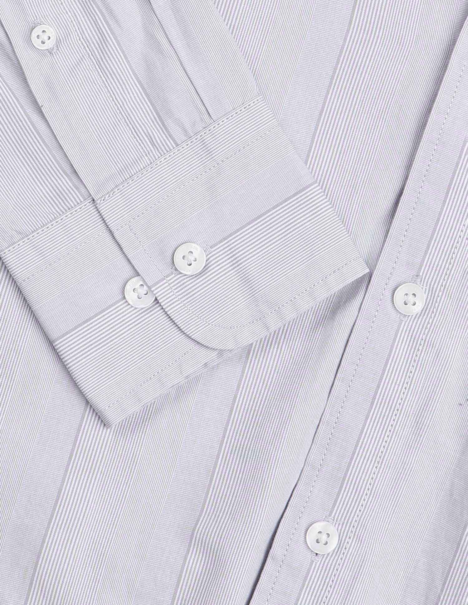 Pinstriped Pure Cotton Shirt Light Grey - U.S. Polo Assn. India | Large