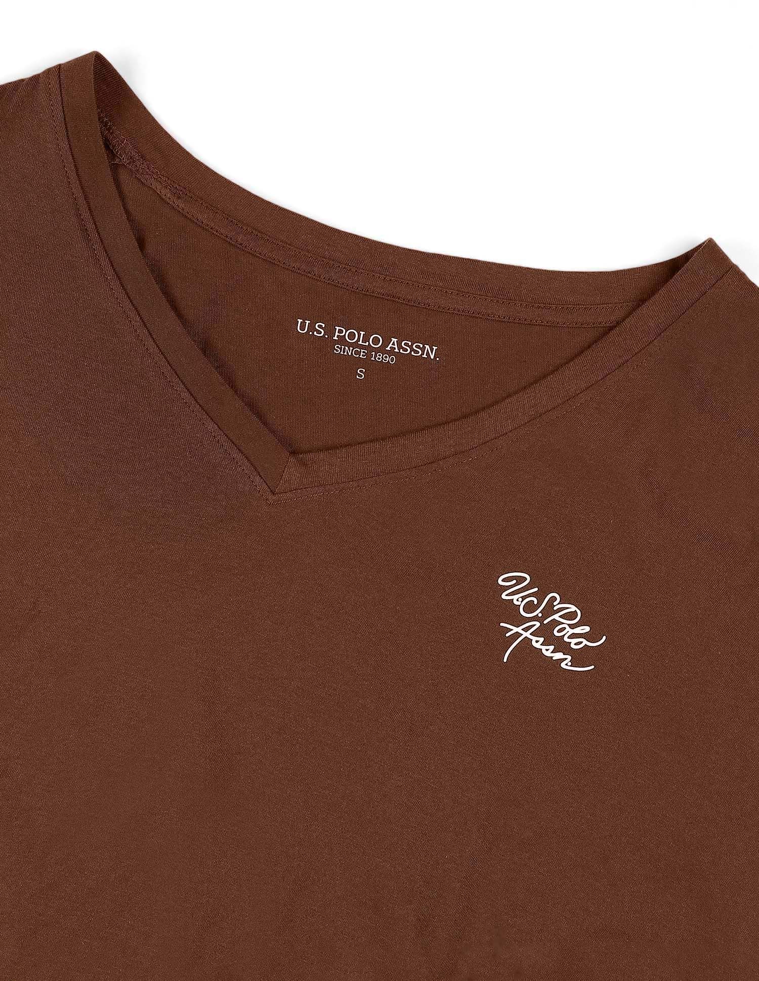 Solid Regular Fit T-Shirt Brown - U.S. POLO ASSN. | Large