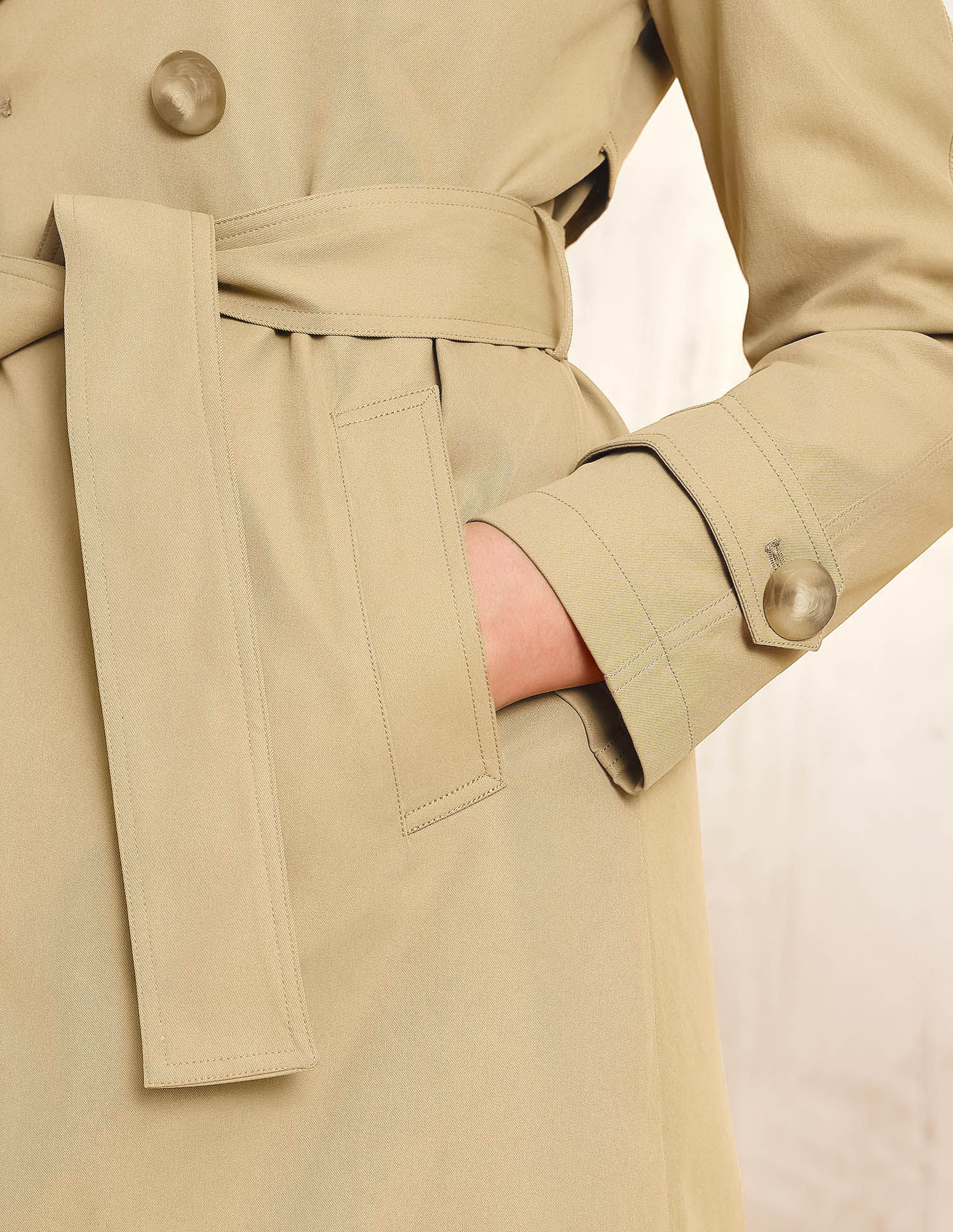 Solid Double Breasted Notch Lapel Trench Coat Beige - U.S. POLO ASSN. | Large