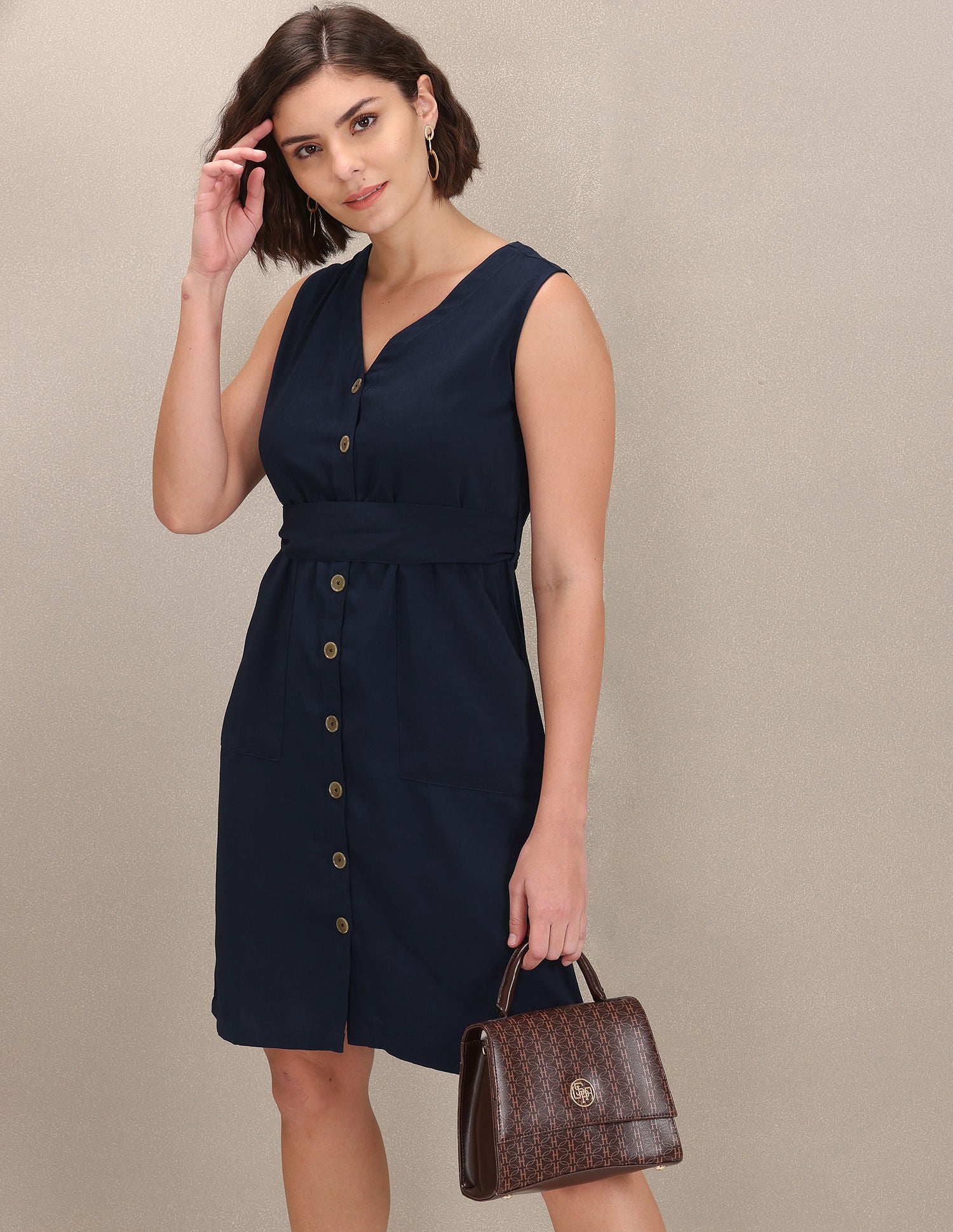 Sleeveless Solid Fit And Flare Dress Navy - U.S. Polo Assn. India | Large