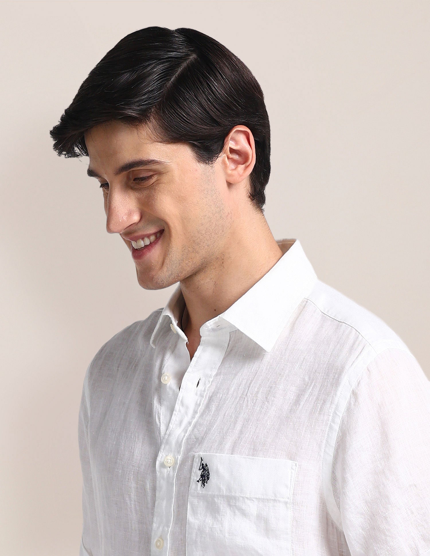 Tailored Fit Linen Shirt White - U.S. POLO ASSN. | Large