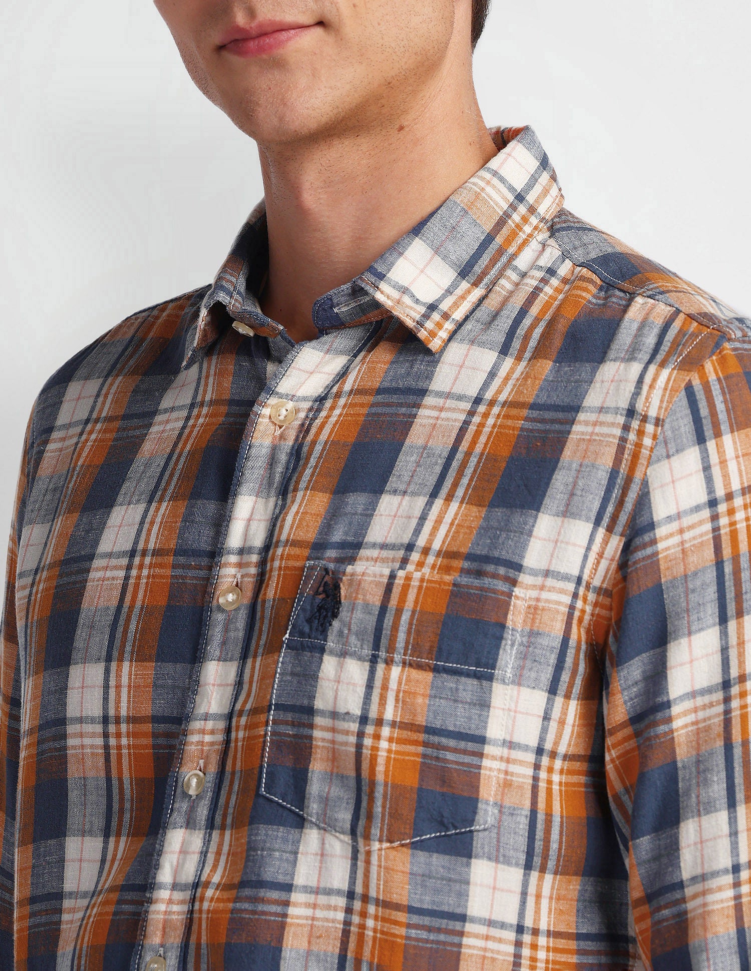 Tartan Check Slim Fit Shirt Rust - U.S. Polo Assn. India | Large