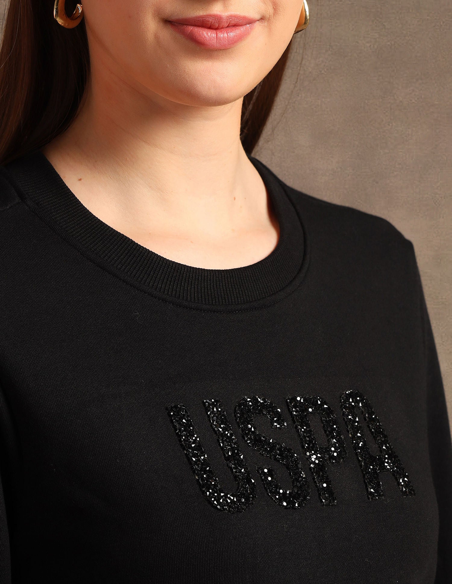 Drop Shoulder Appliqued Sweatshirt Black - U.S. POLO ASSN. | Large