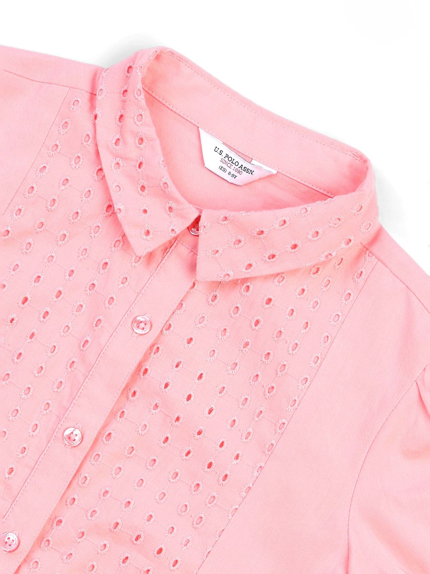 Girls Schiffli A-Line Mini Dress Light Pink - U.S. POLO ASSN. | Large