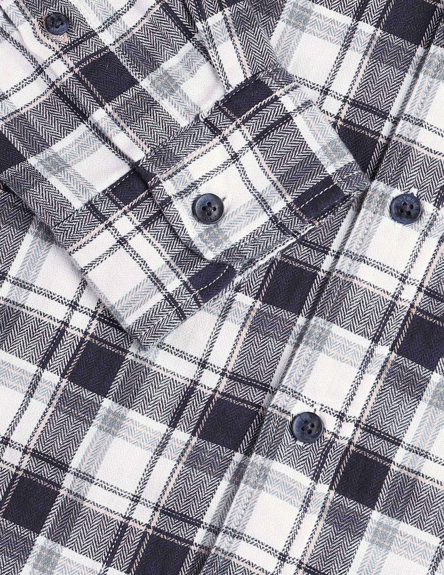 Tartan Checked Herringbone Shirt Dark Blue - U.S. POLO ASSN. | Large