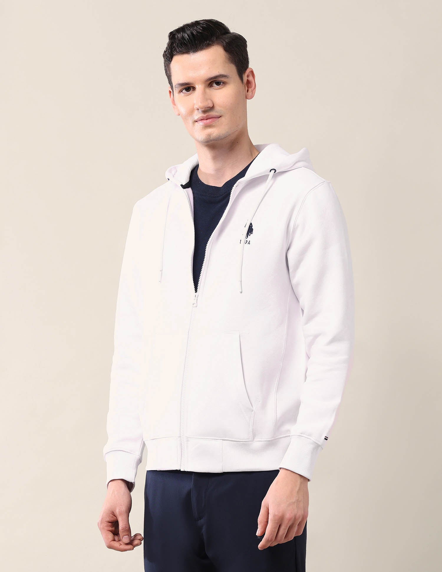 Solid Regular Fit Sweatshirt White - U.S. POLO ASSN. | Large