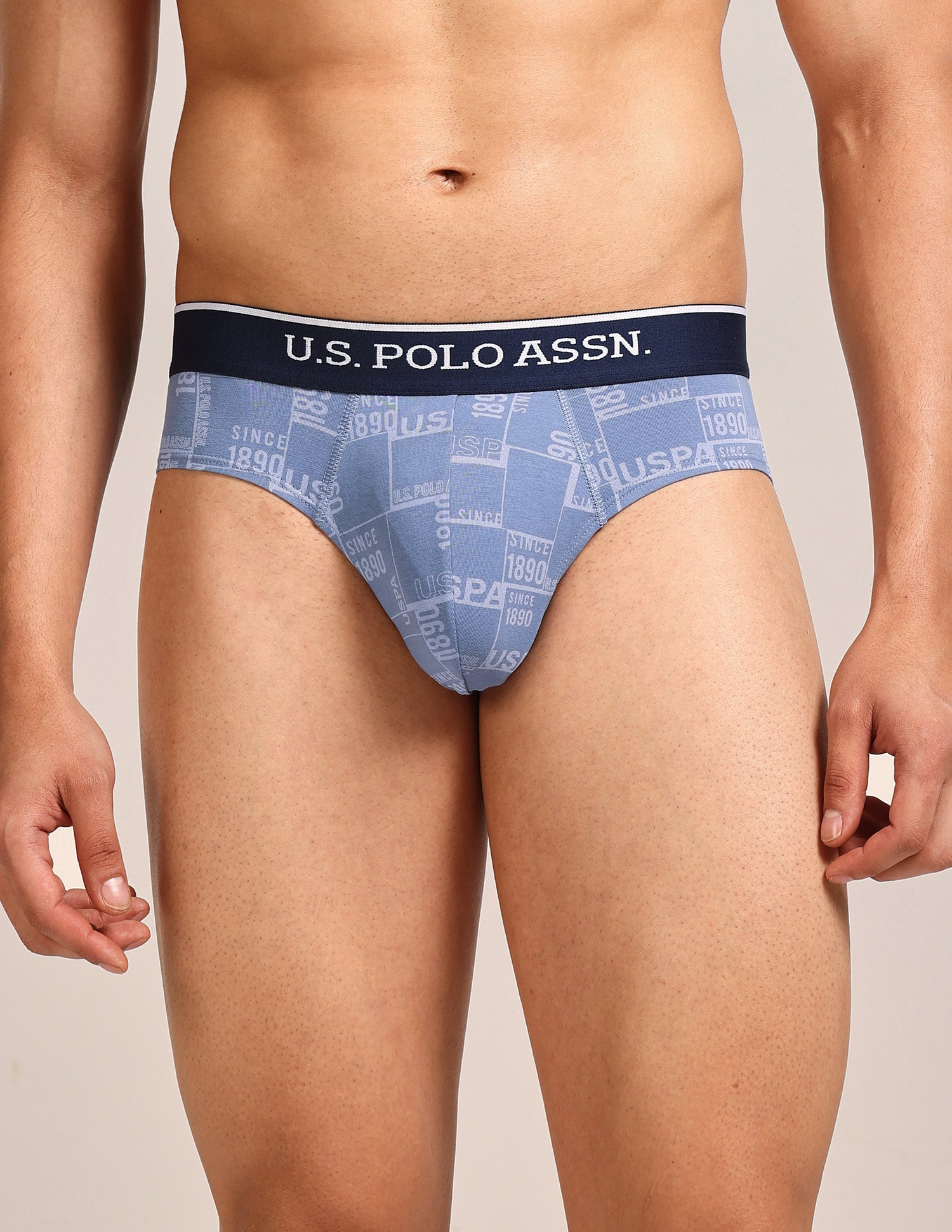 Abrasion Free Printed OEB24 Briefs - Pack Of 3 Blue, Navy, Light Blue - U.S. Polo Assn. India | Large