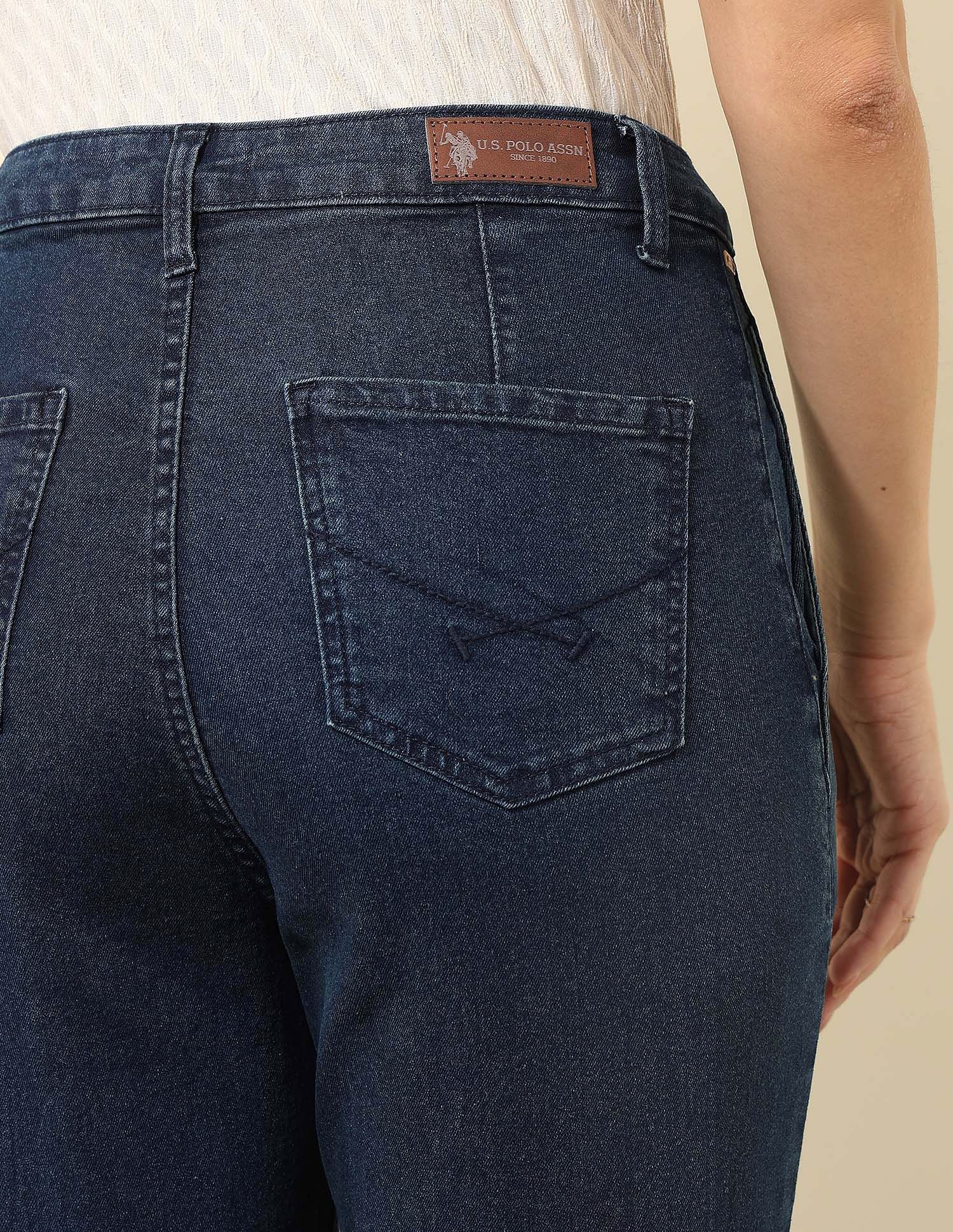 High Rise Mom Fit Jeans Dark Blue - U.S. POLO ASSN. | Large