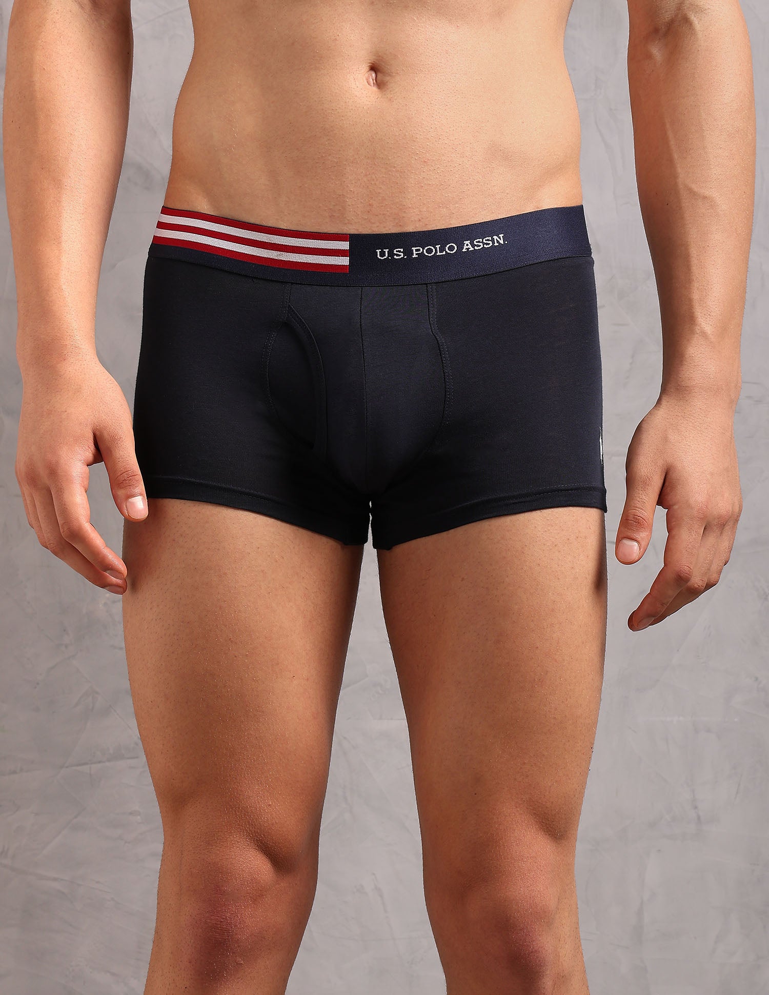 Striped Waistband OET19 Trunks - Pack Of 2 Uspa Navy and Chinon Green - U.S. Polo Assn. India | Large
