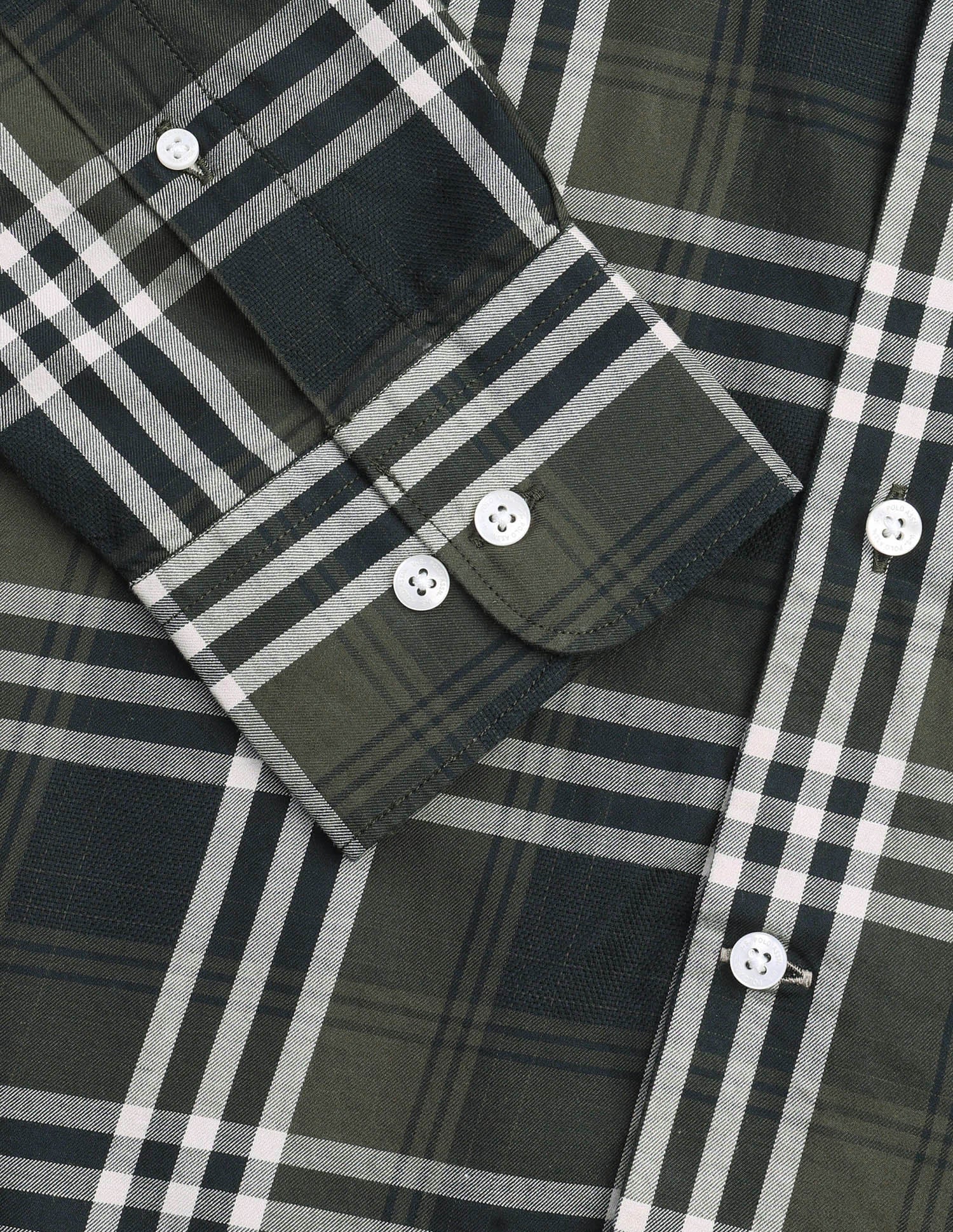 Plaid Checked Twill Shirt Dark Olive - U.S. Polo Assn. India | Large