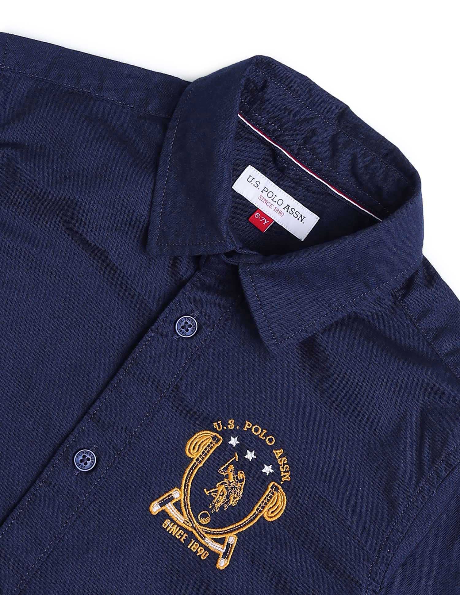 Boys Solid Regular Fit Shirt Navy - U.S. POLO ASSN. | Large