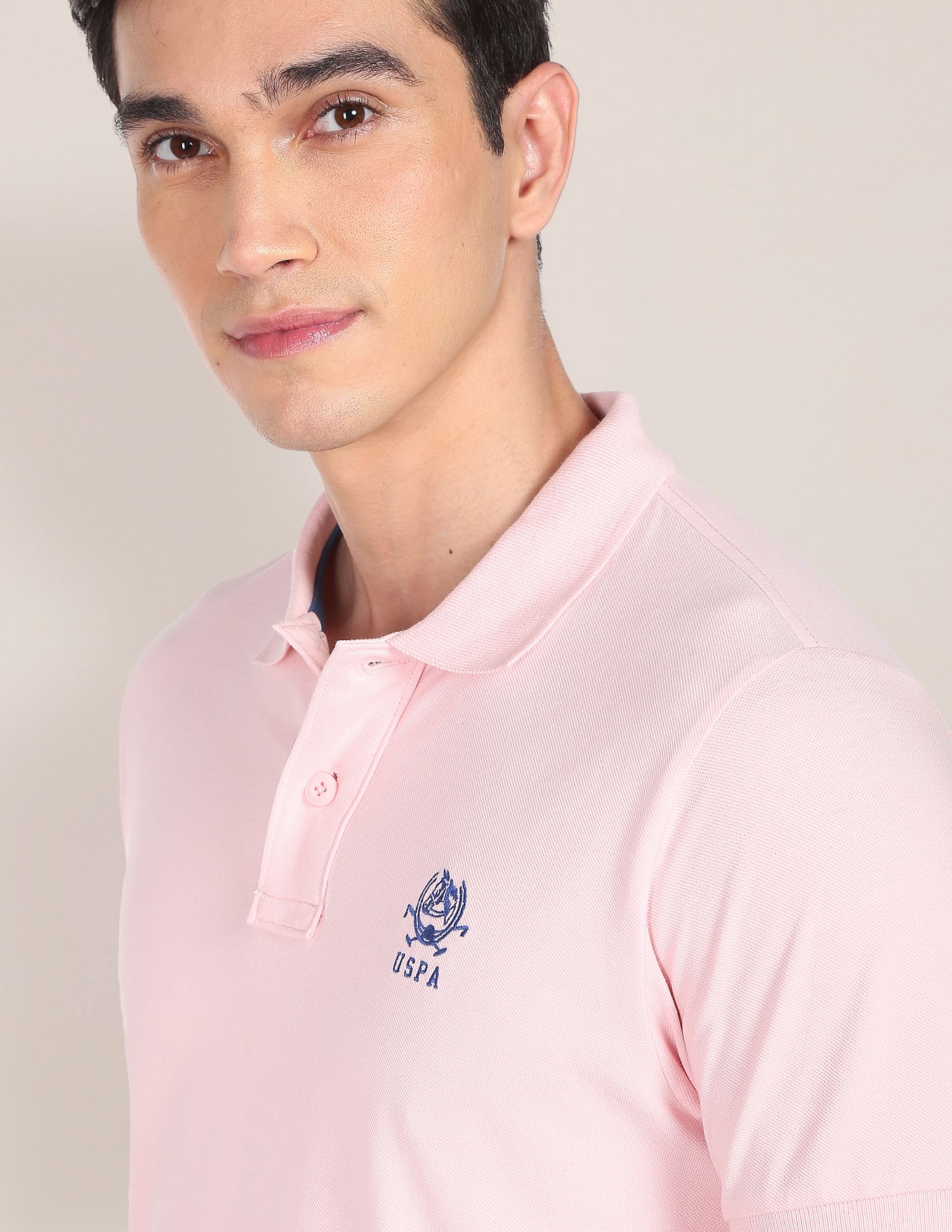 Solid Pure Cotton Polo Shirt Light Pink - U.S. POLO ASSN. | Large