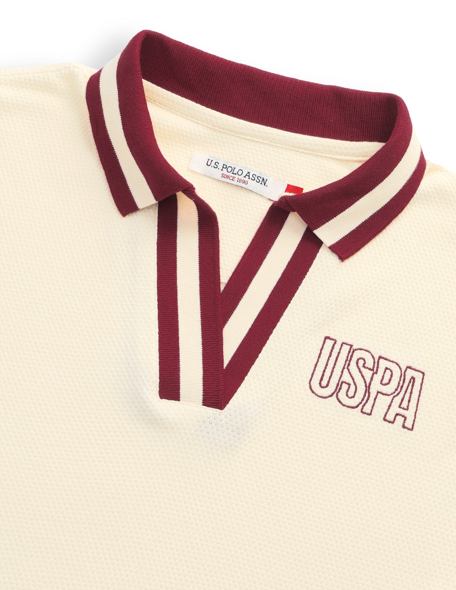 Solid Regular Fit Polo Shirt Off-White - U.S. Polo Assn. India | Large