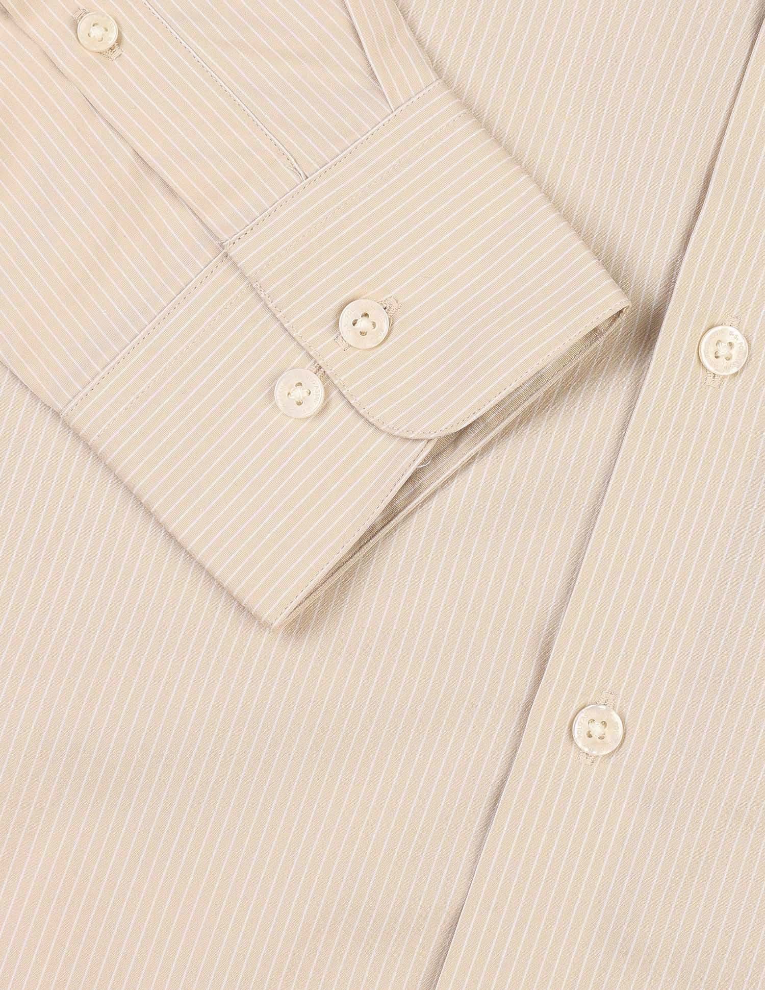 Pacho X Vertical Striped Pure Cotton Shirt Khaki - U.S. Polo Assn. India | Large