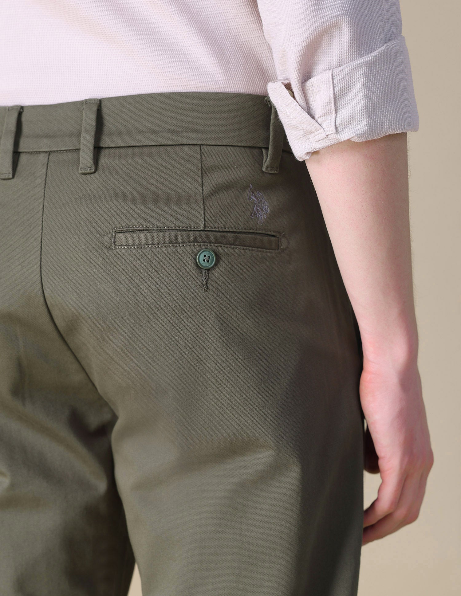 Dobby Riley Straight Fit Trousers Olive - U.S. POLO ASSN. | Large