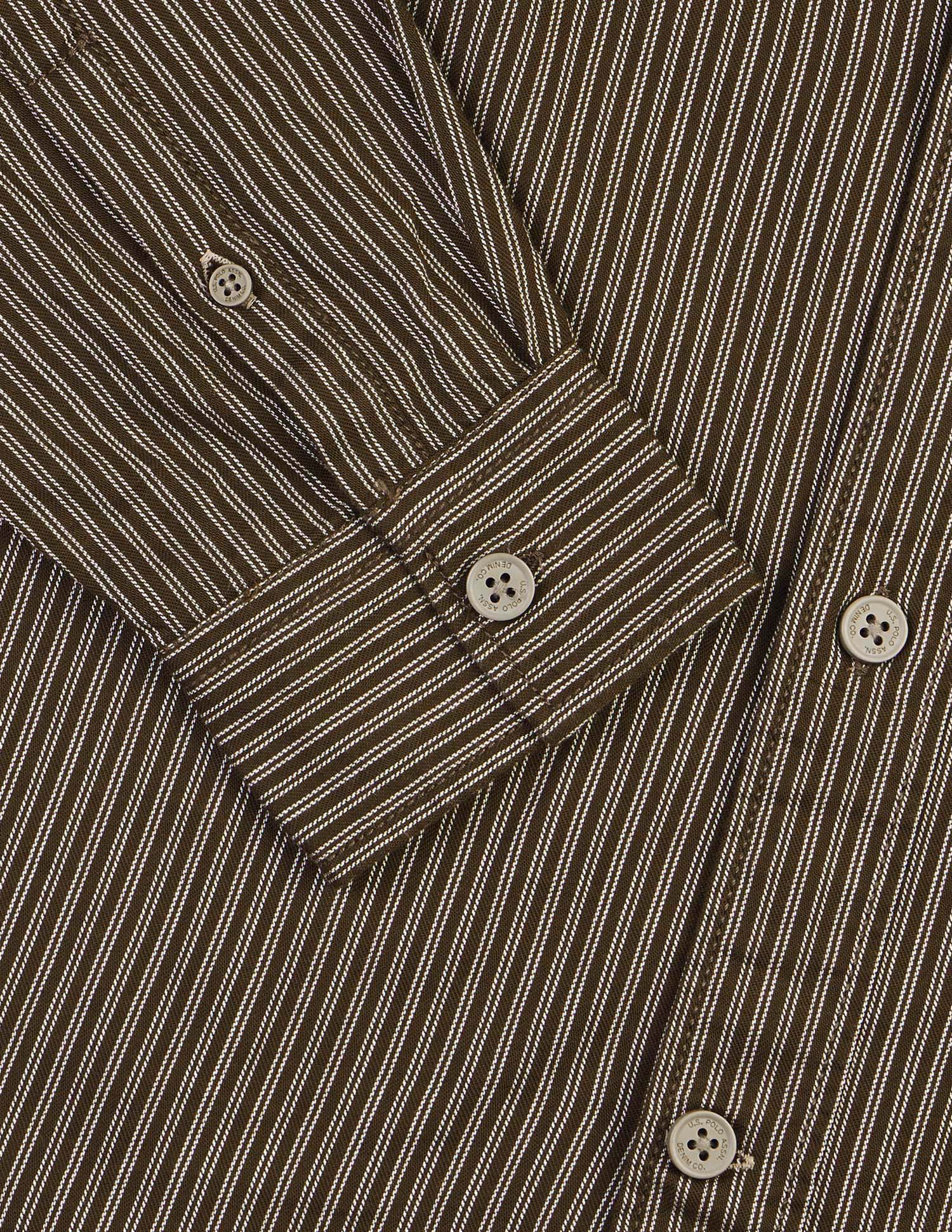 Vertical Striped Twill Shirt Brown - U.S. Polo Assn. India | Large