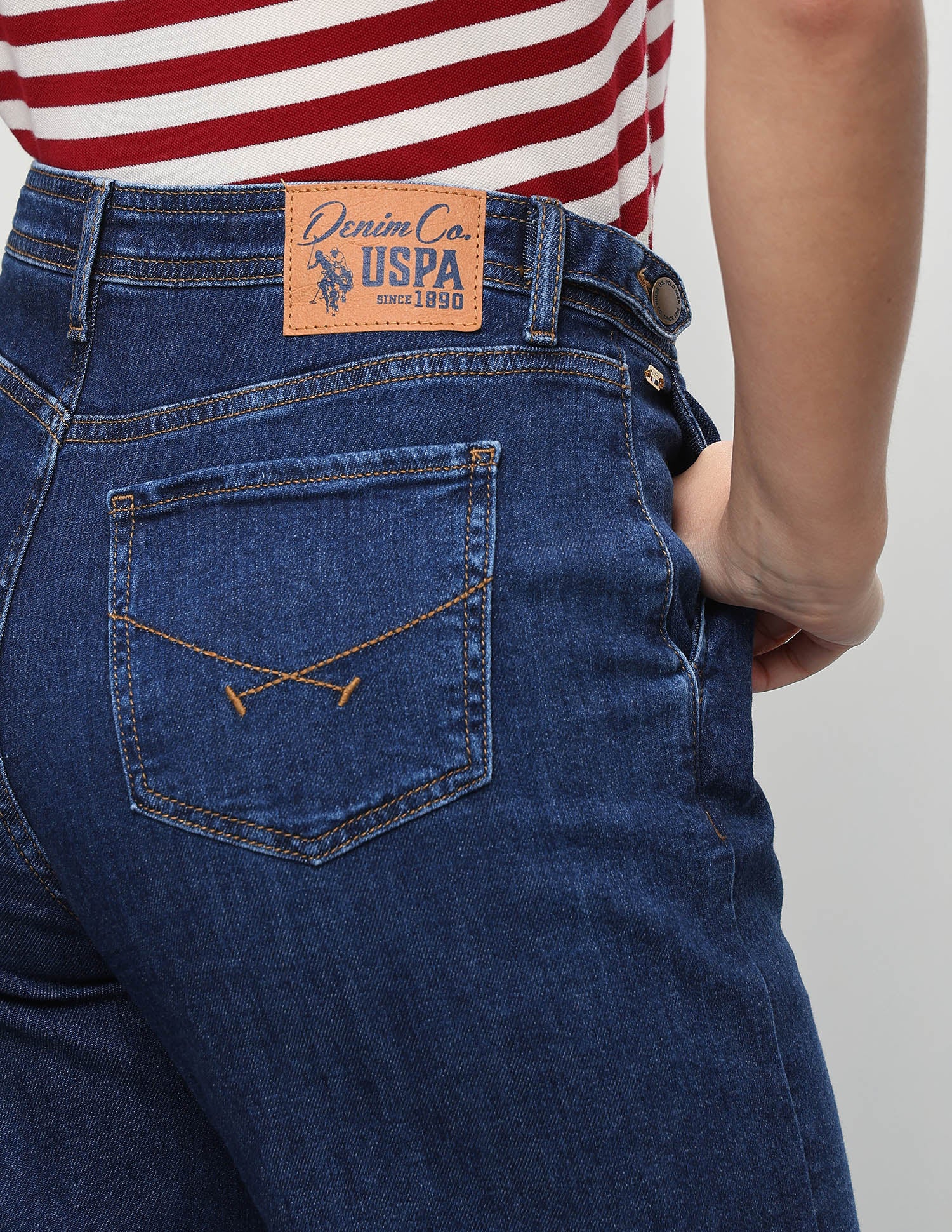 High Rise Wide Leg Fit Jeans Dark Blue - U.S. Polo Assn. India | Large