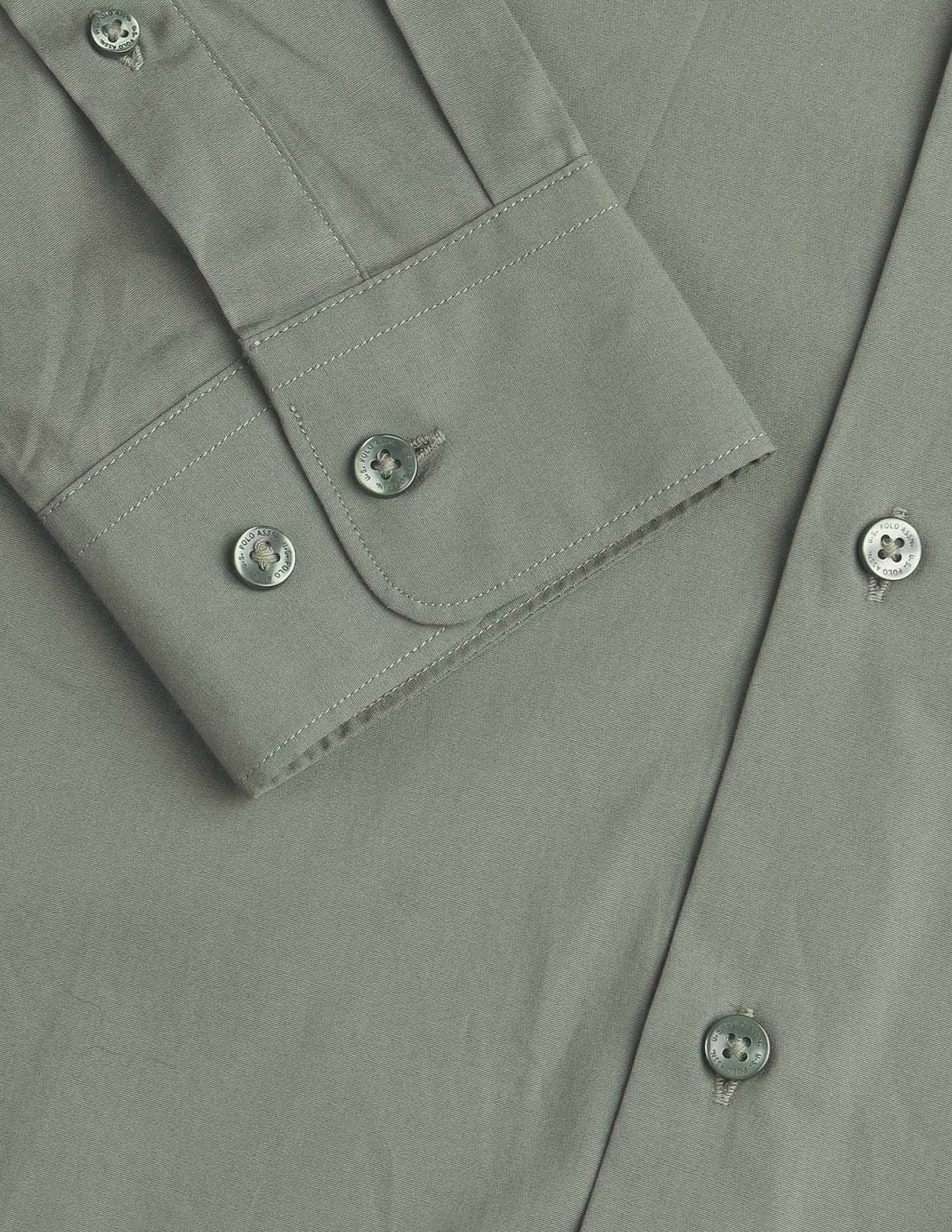 Poplin Tailored Fit Shirt Green - U.S. POLO ASSN. | Large