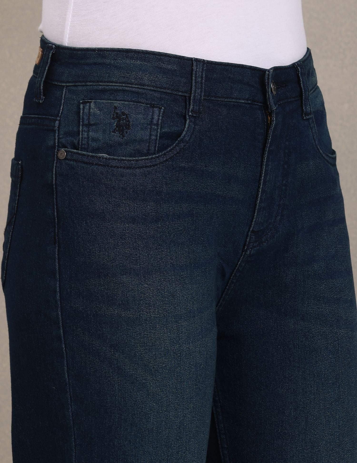 Stone Wash Mom Fit Jeans Dark Blue - U.S. Polo Assn. India | Large
