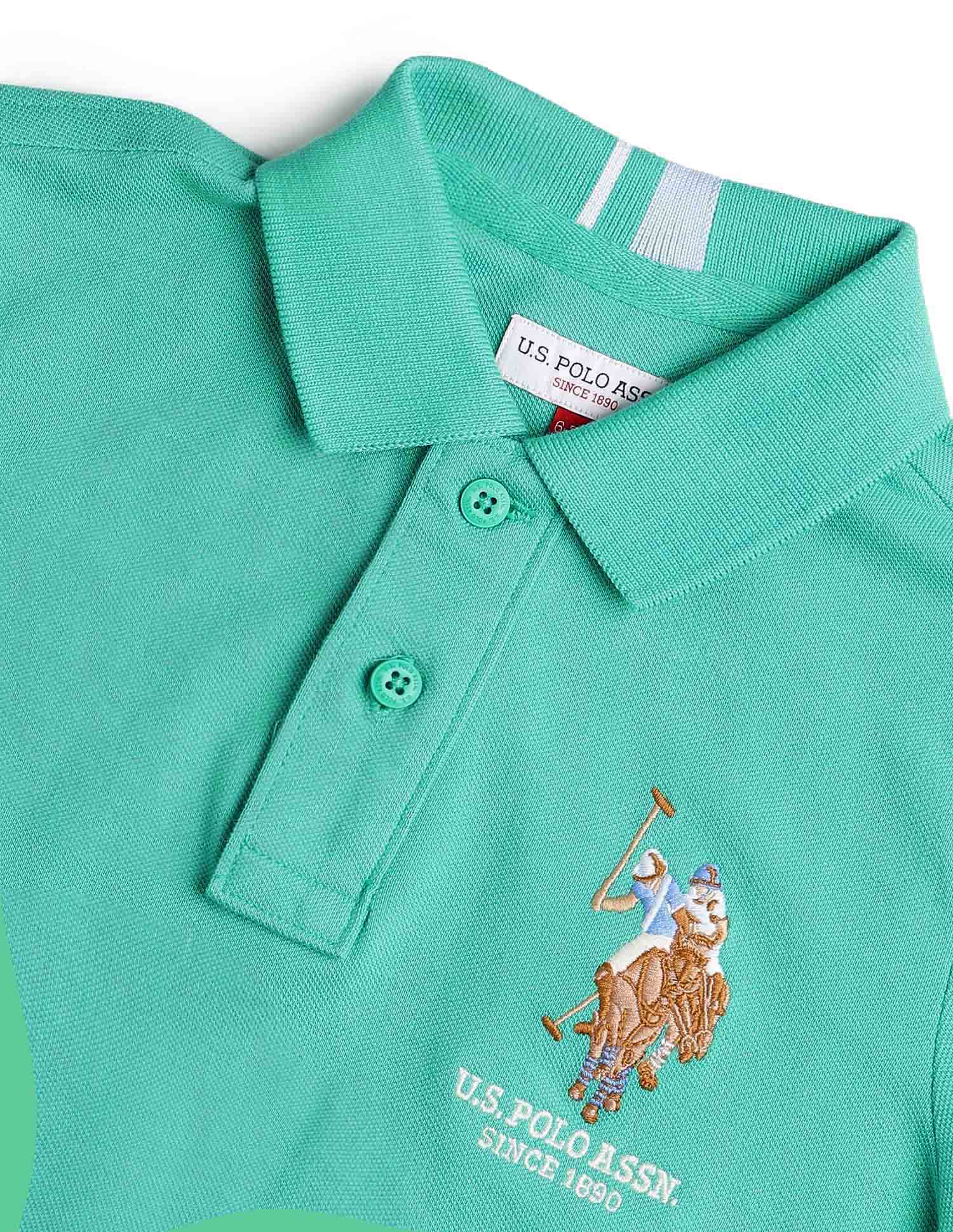 Boys Regular Fit Pure Cotton Polo Shirt Green - U.S. POLO ASSN. | Large