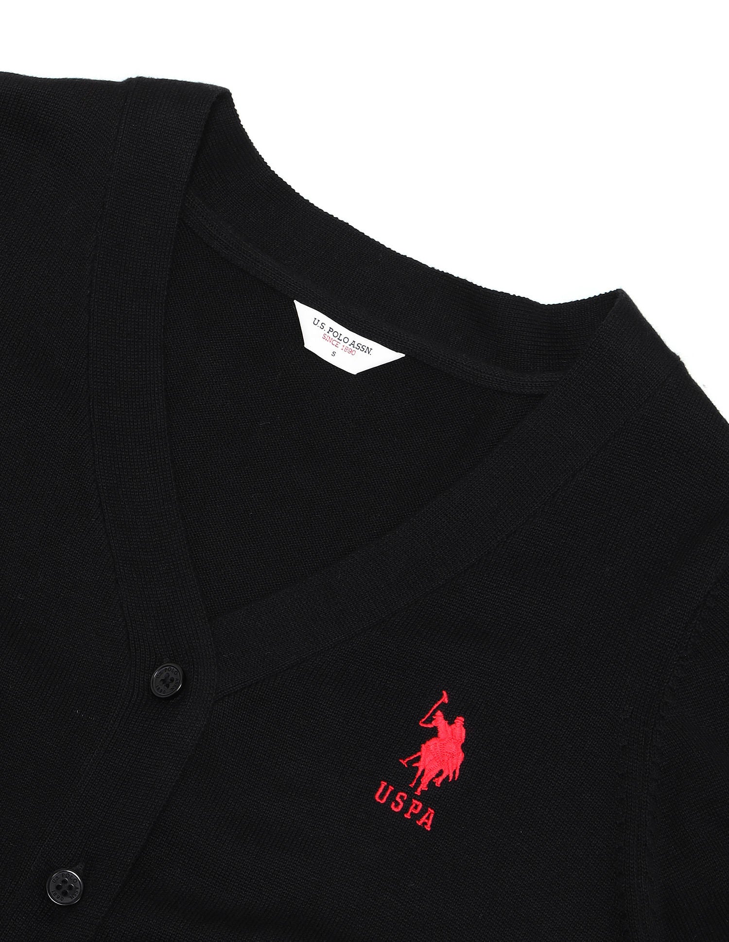 Pure Cotton Regular Fit Cardigan Black - U.S. POLO ASSN. | Large