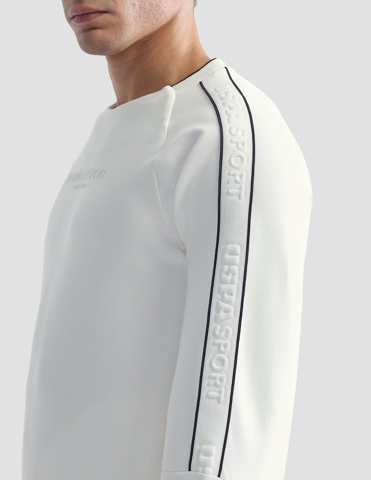 Solid Regular Fit Active Sweatshirt Off White - U.S. Polo Assn. India | Large